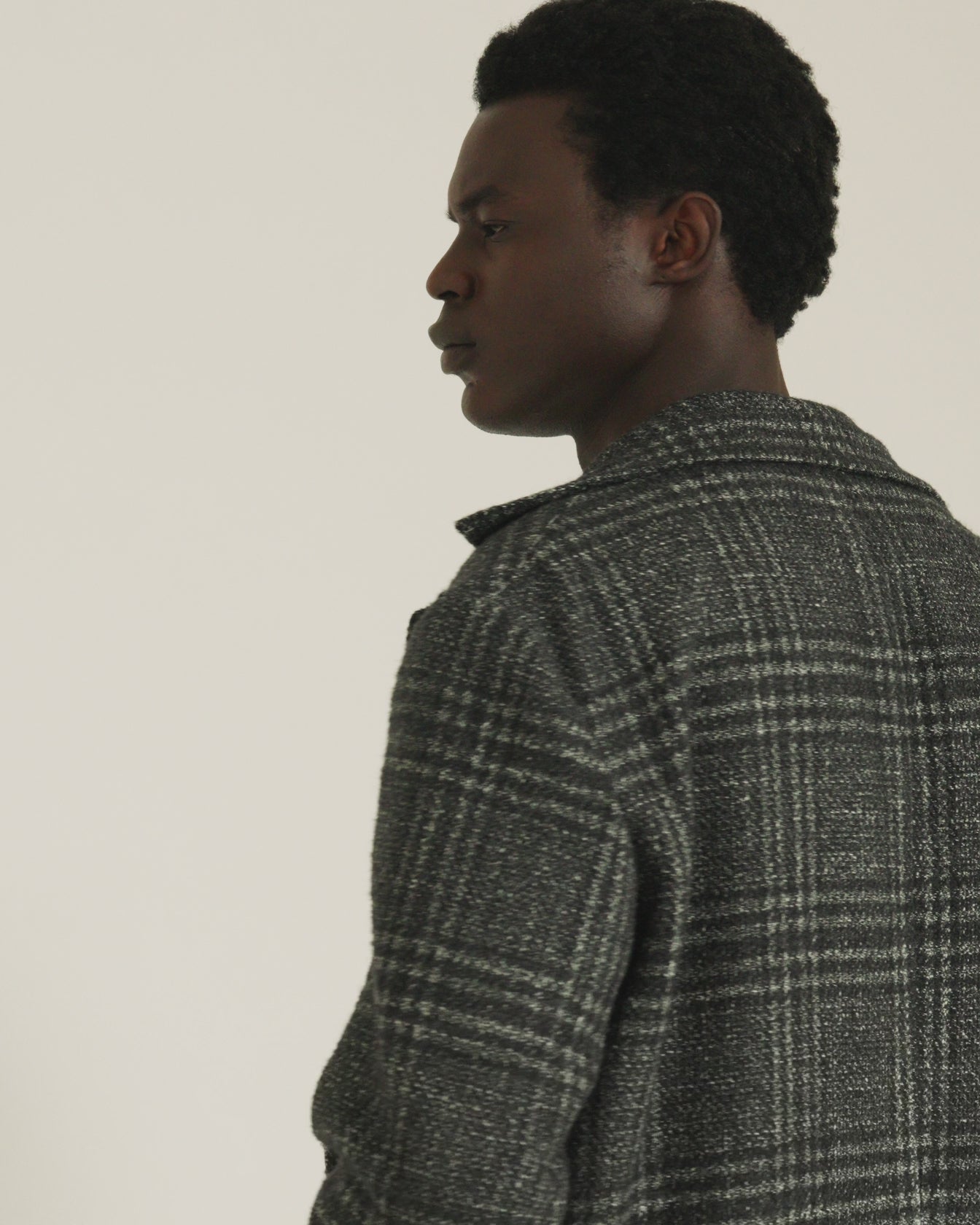 men's grey prince of wales double-breasted coat