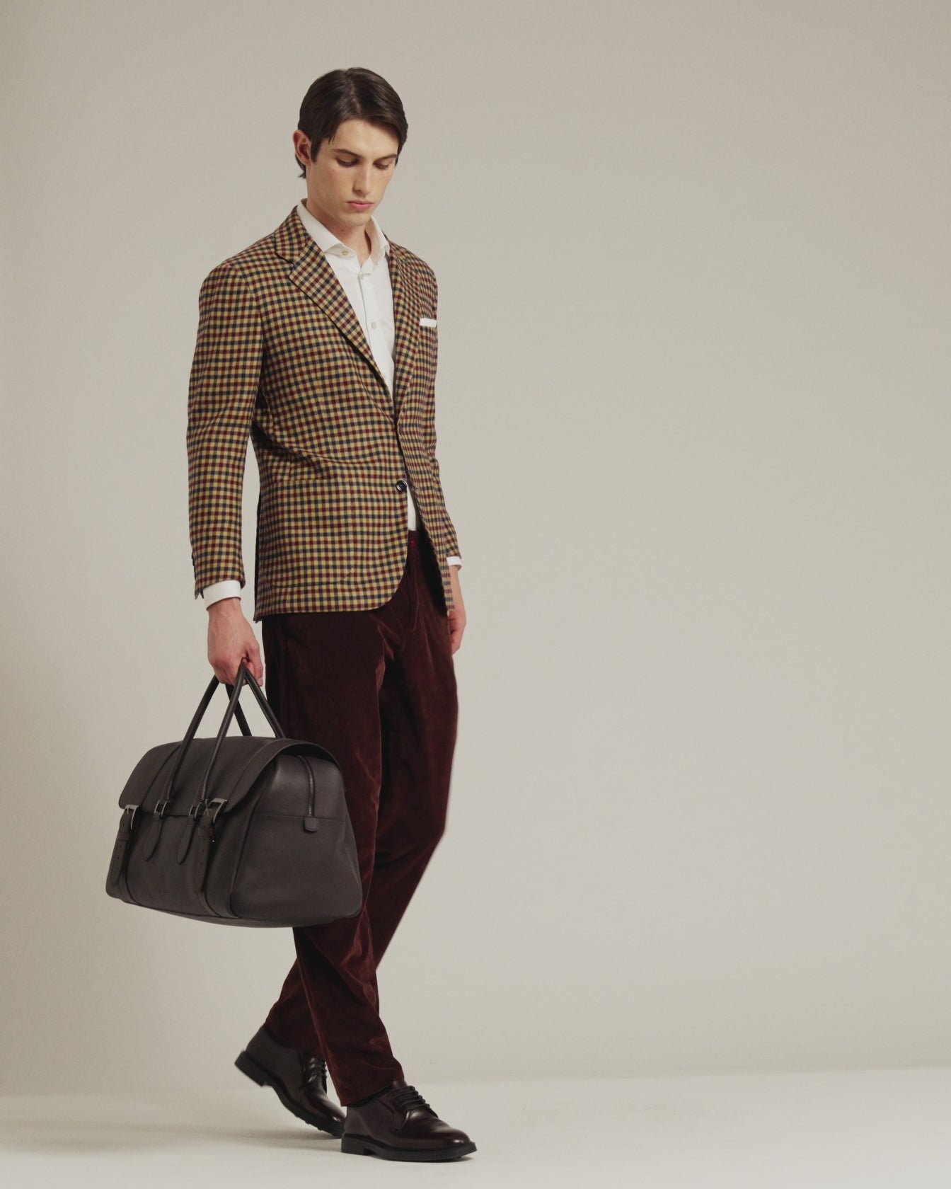 men’s cashmere blazer with yellow micro-check