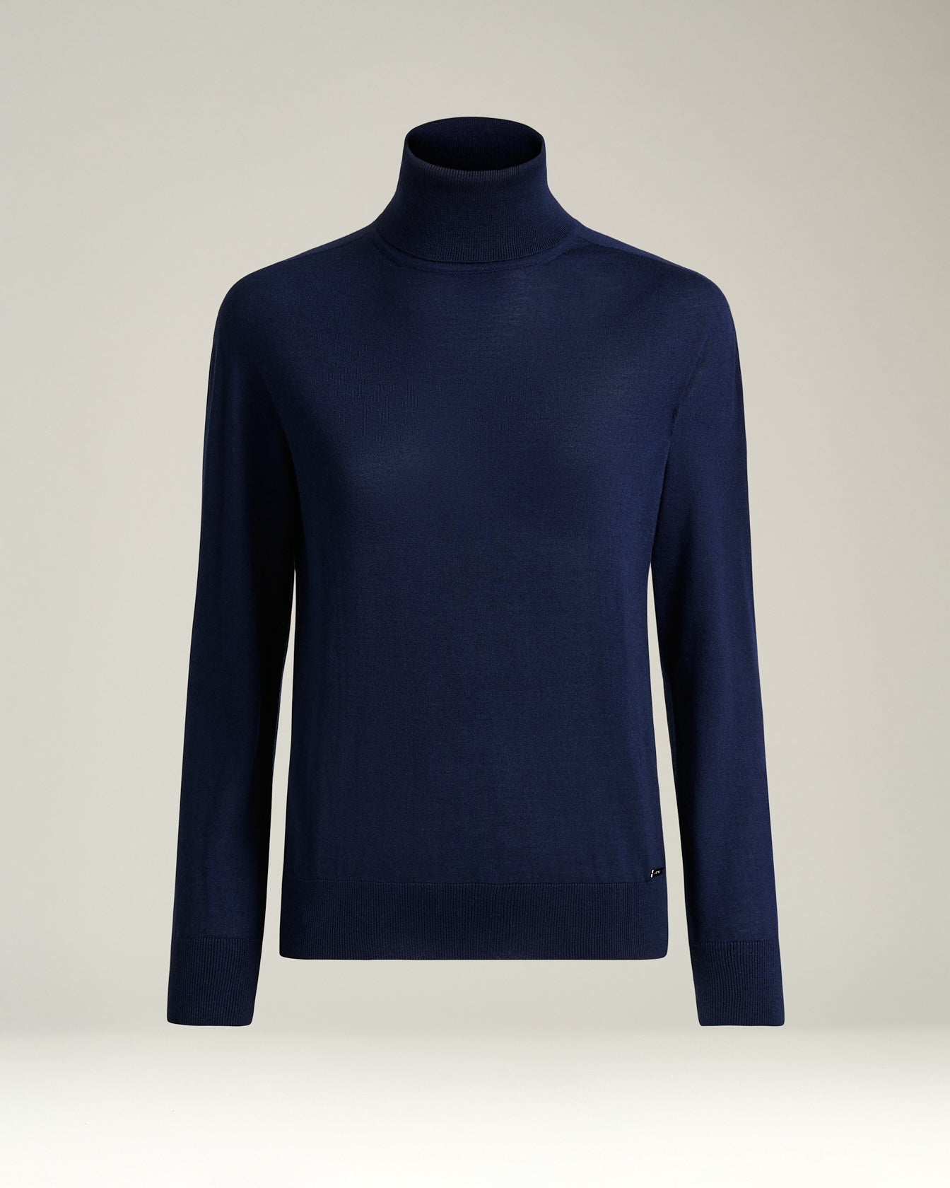 women's blue cashmere silk turtleneck sweater