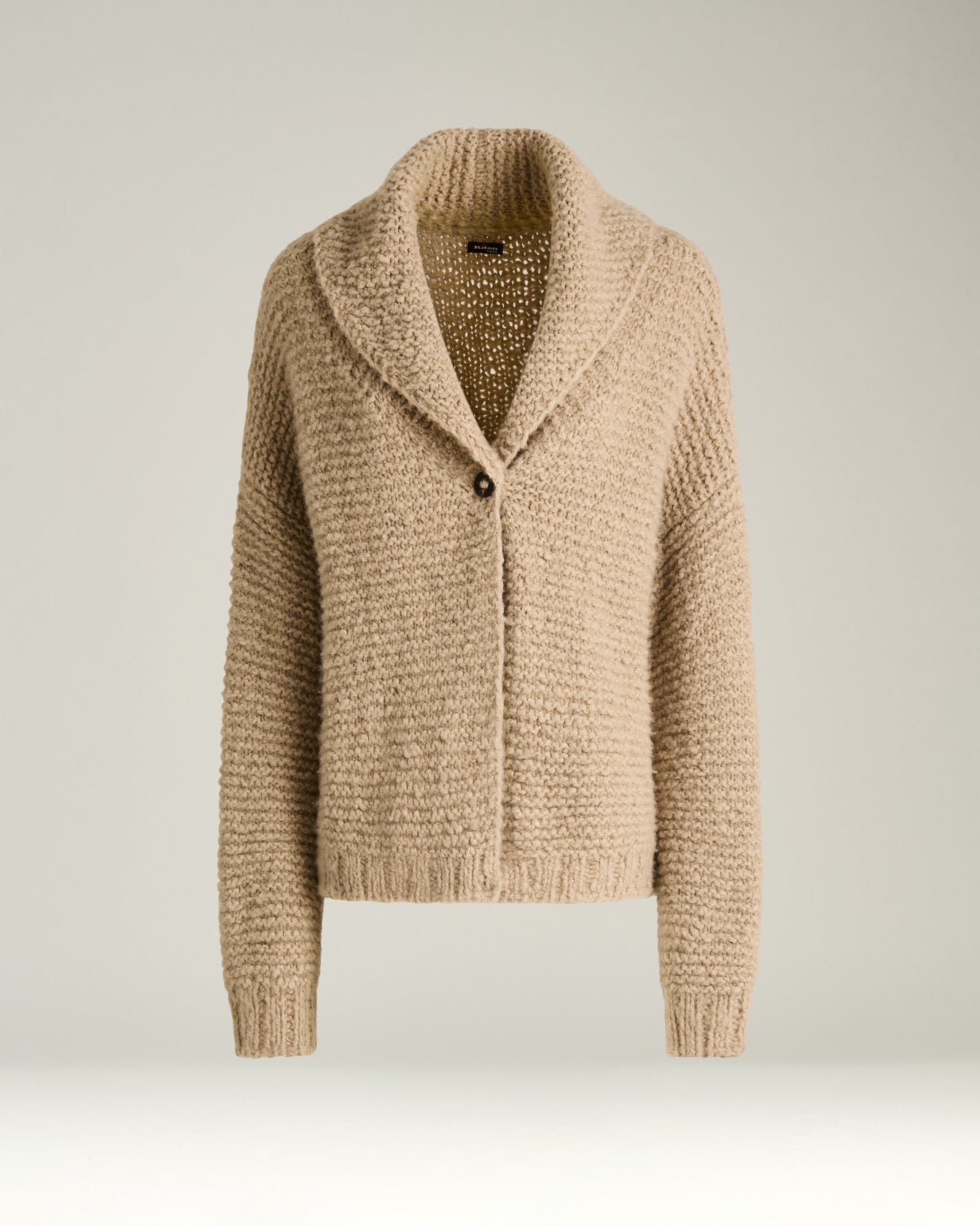women's beige cashmere cardigan with shawl collar