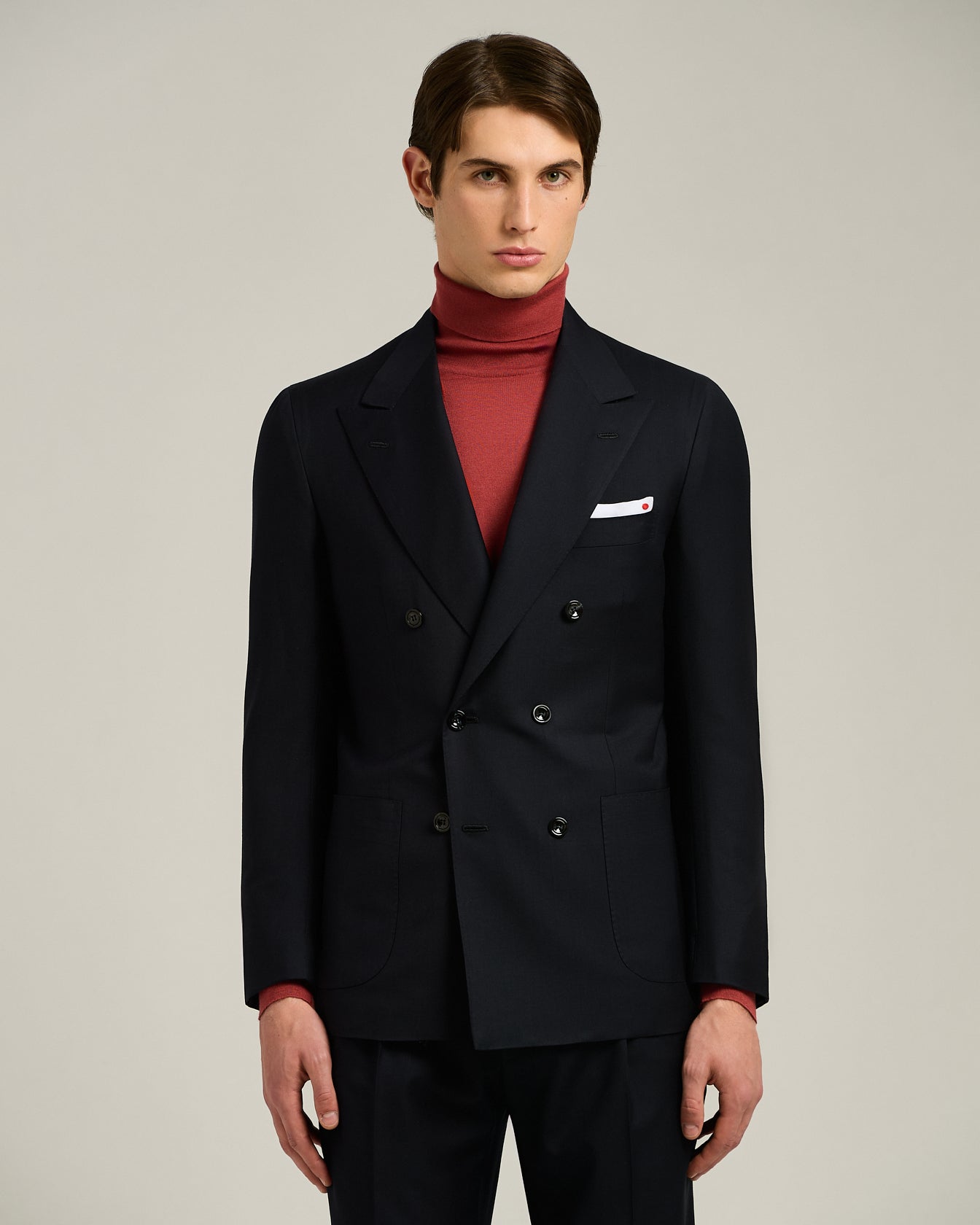 DOUBLE-BREASTED SUIT "MONOCHROME" IN PURE BLUE WOOL