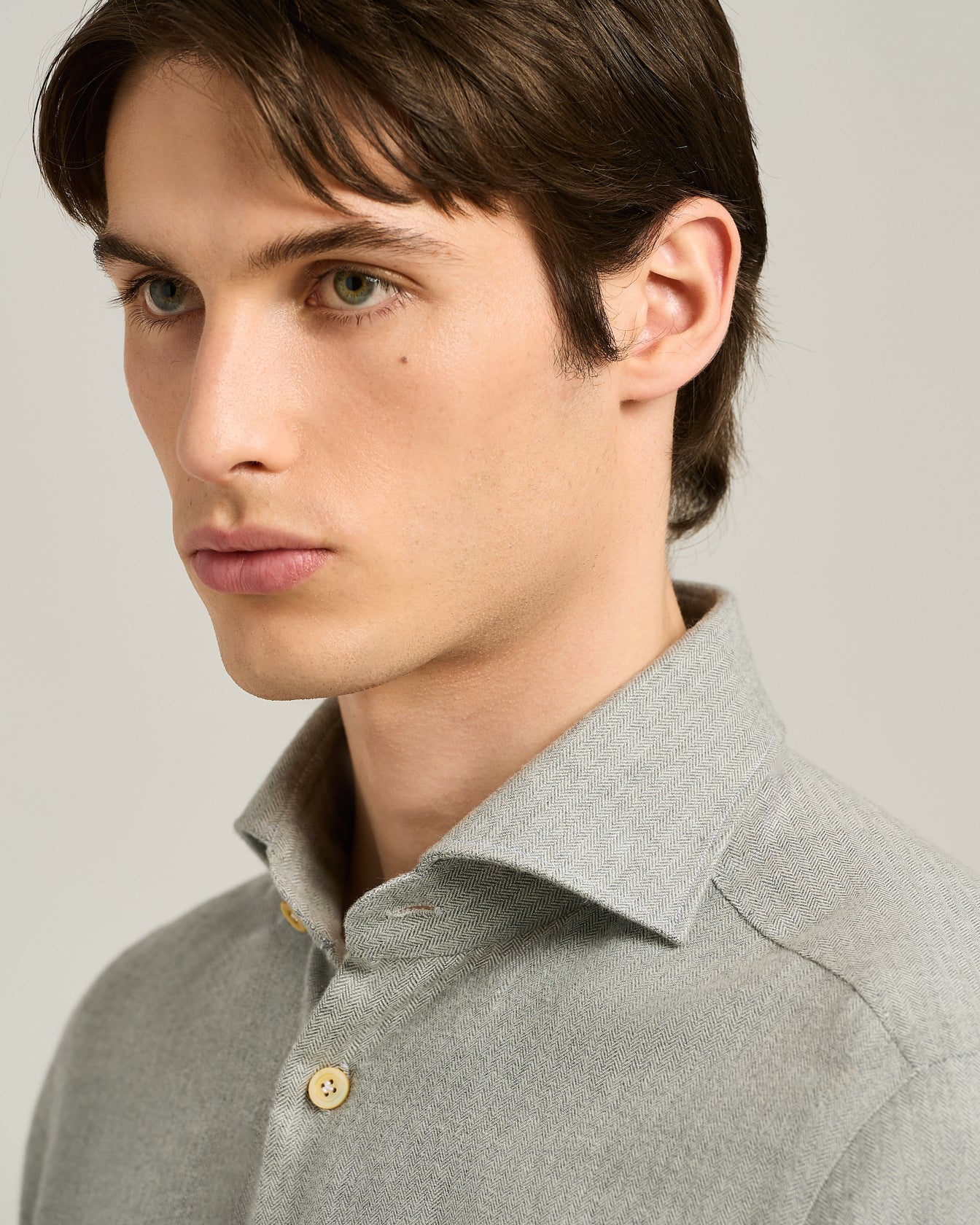 ANTHRACITE FLANNEL SHIRT IN COTTON, SILK AND CASHMERE