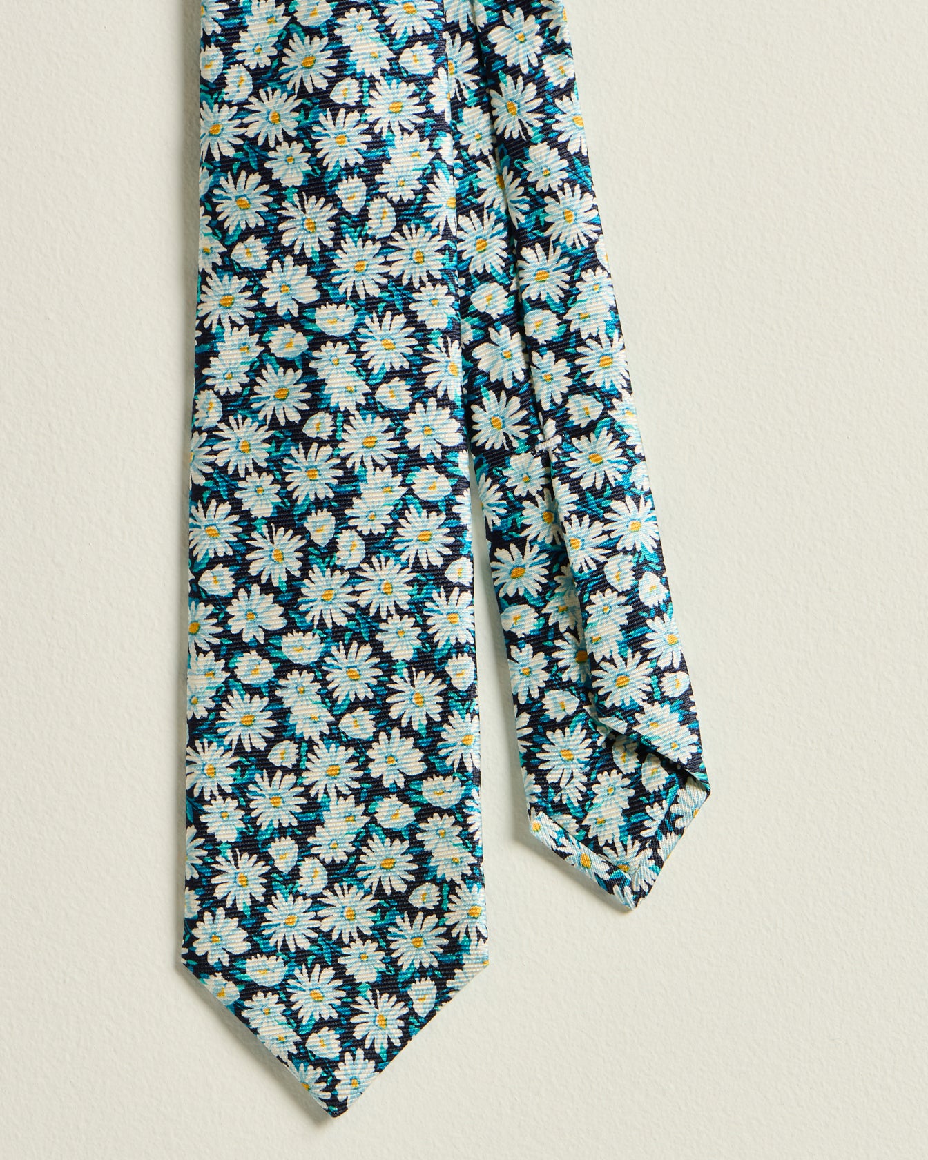 men's blue green silk tie micro floral pattern