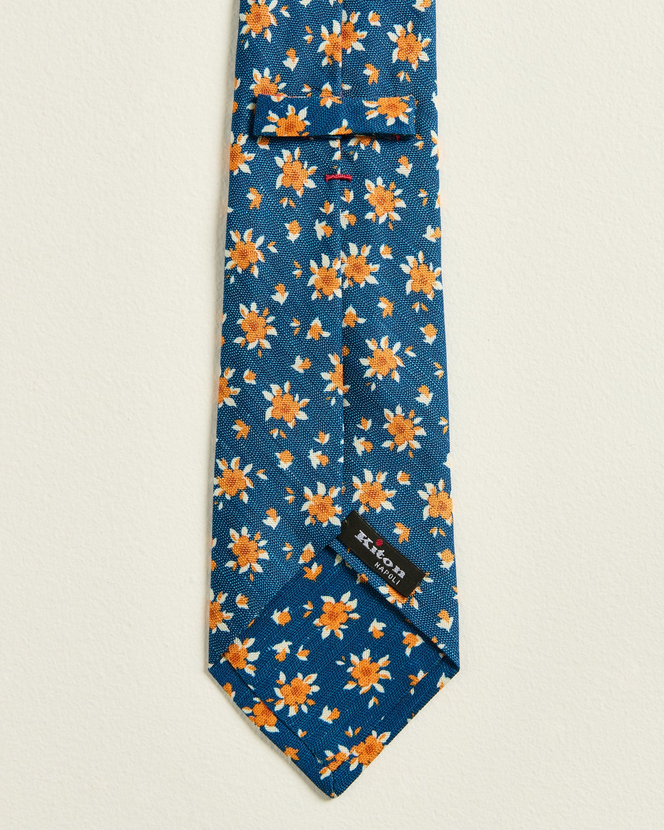 men's blue orange silk tie micro floral pattern