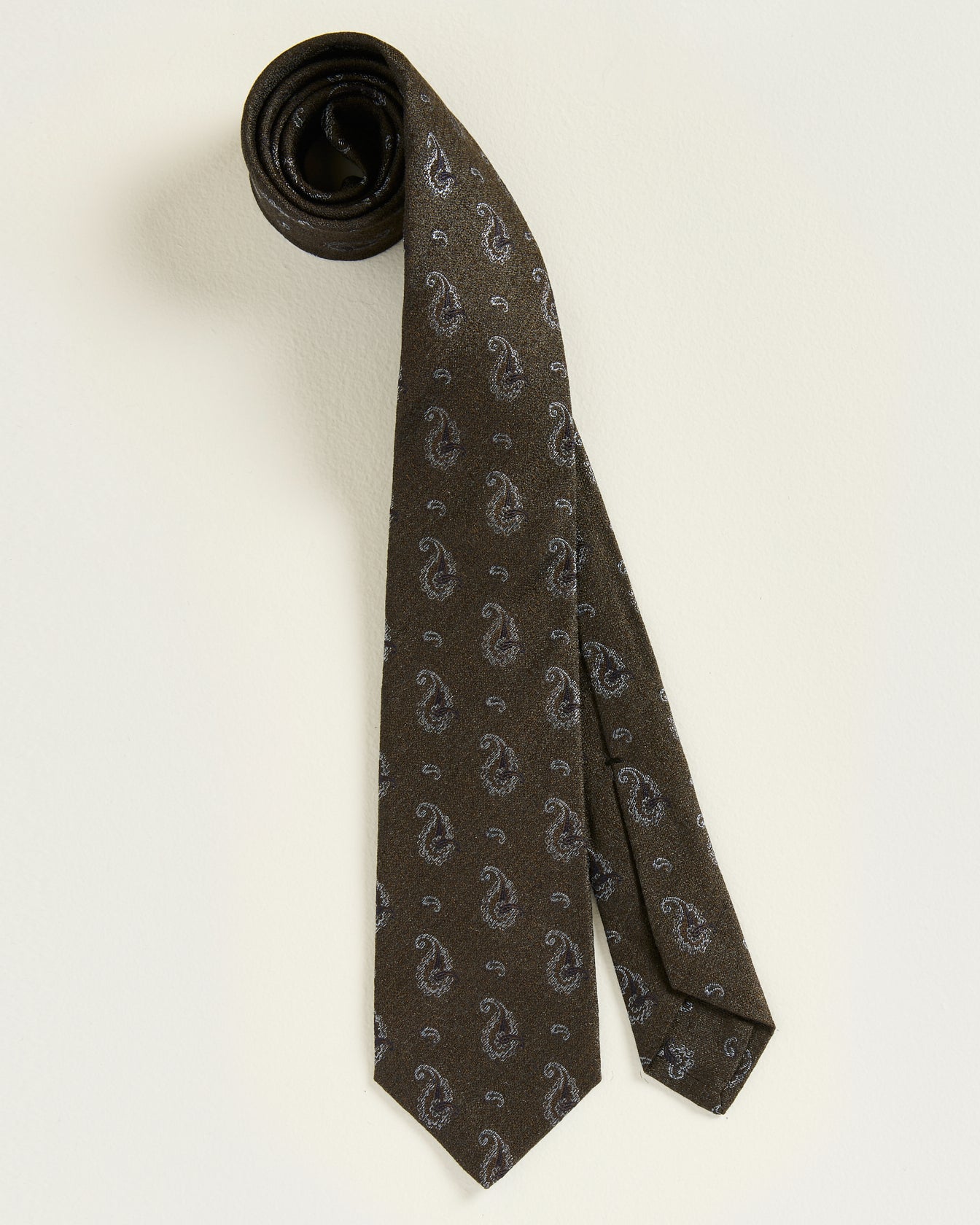 men's brown silk paisley pattern tie