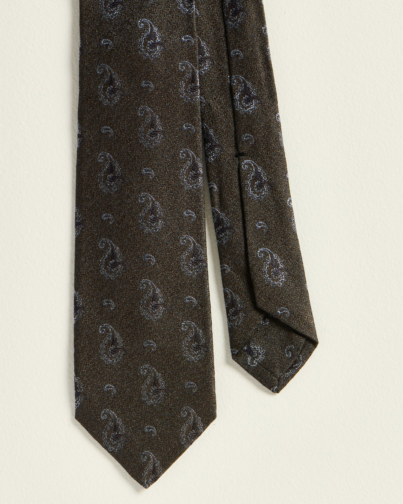 men's brown silk paisley pattern tie