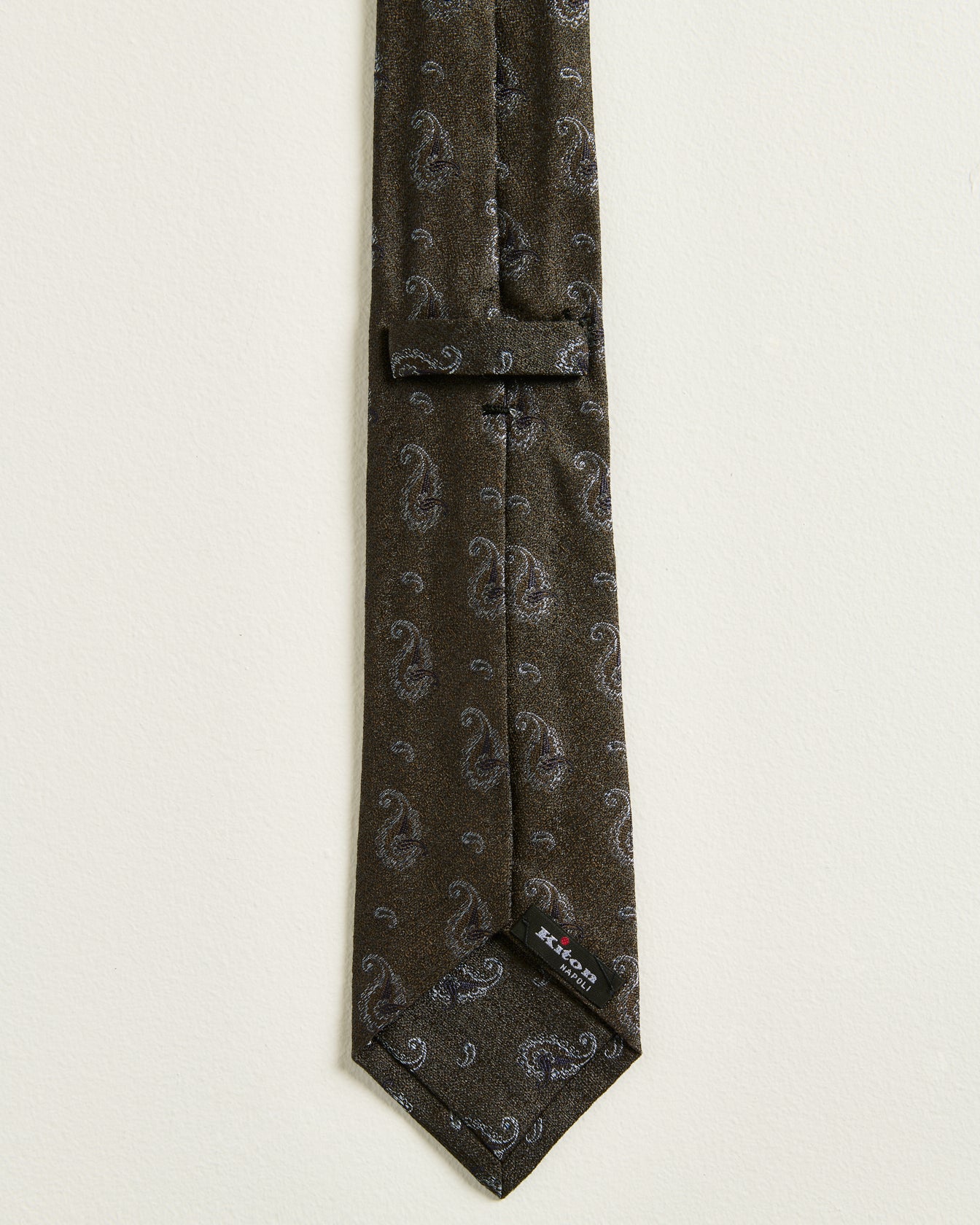 men's brown silk paisley pattern tie
