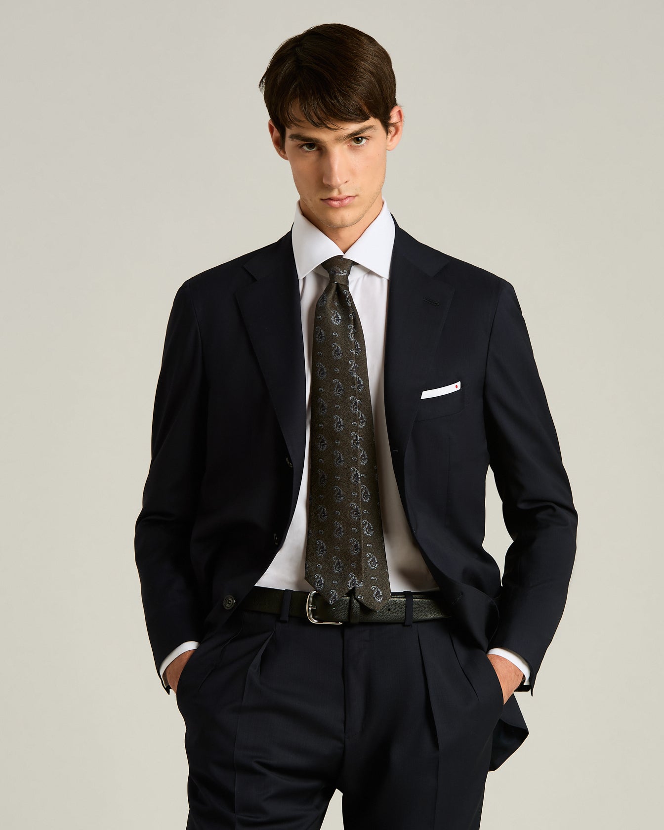 men's brown silk paisley pattern tie