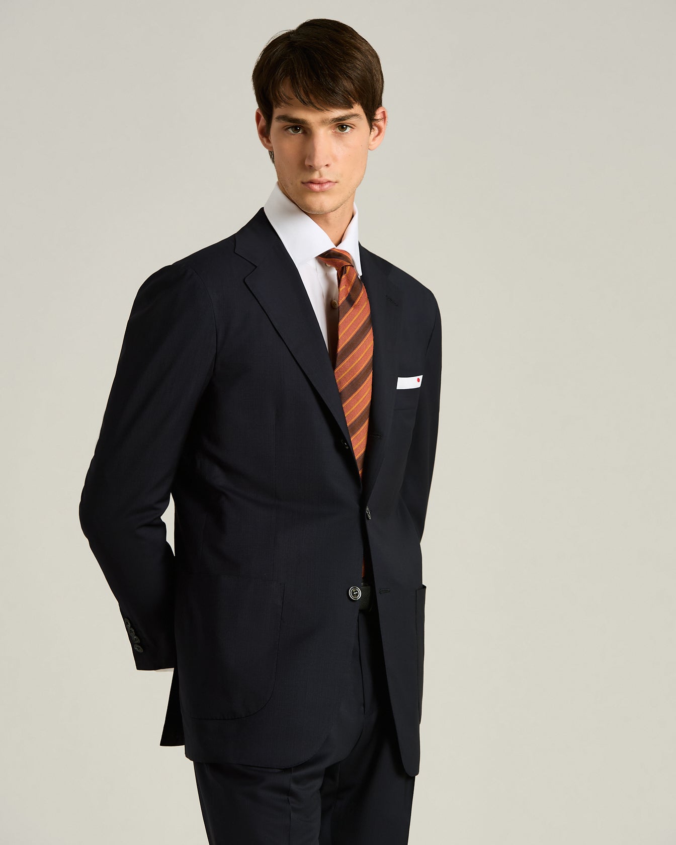 men's orange hand-woven regimental stripe tie