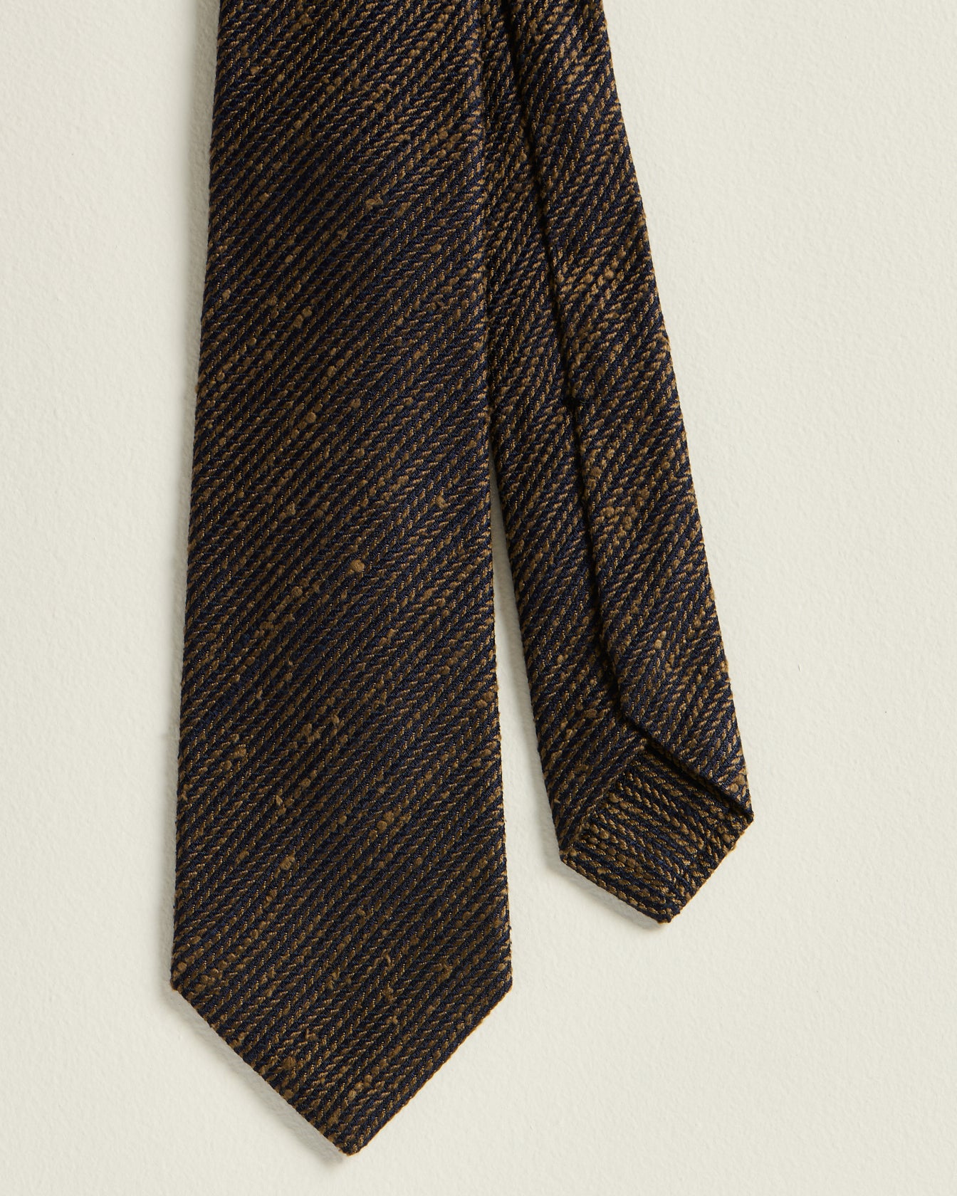 men's brown gold diagonal striped silk tie