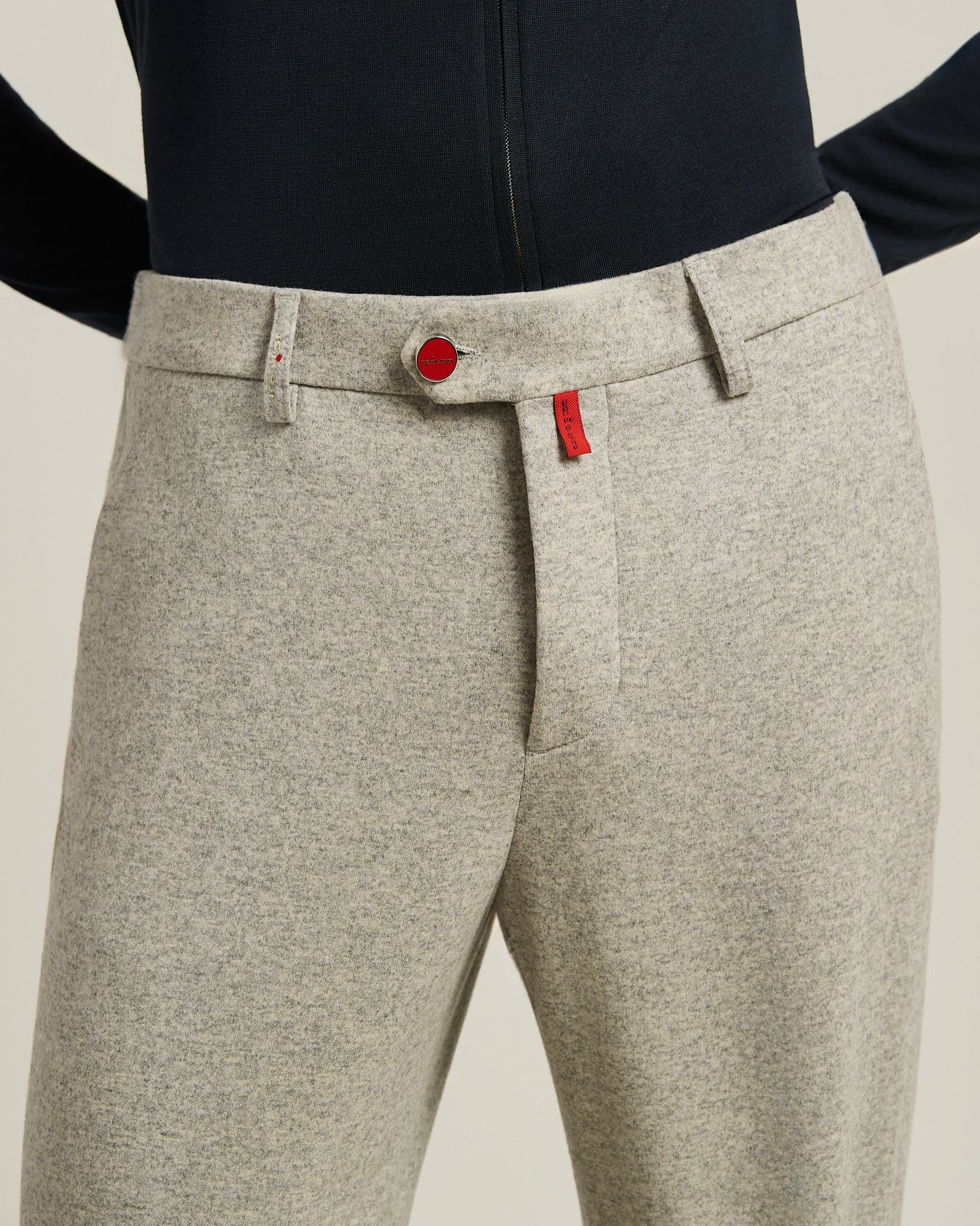 men's wool cashmere grey melange trousers