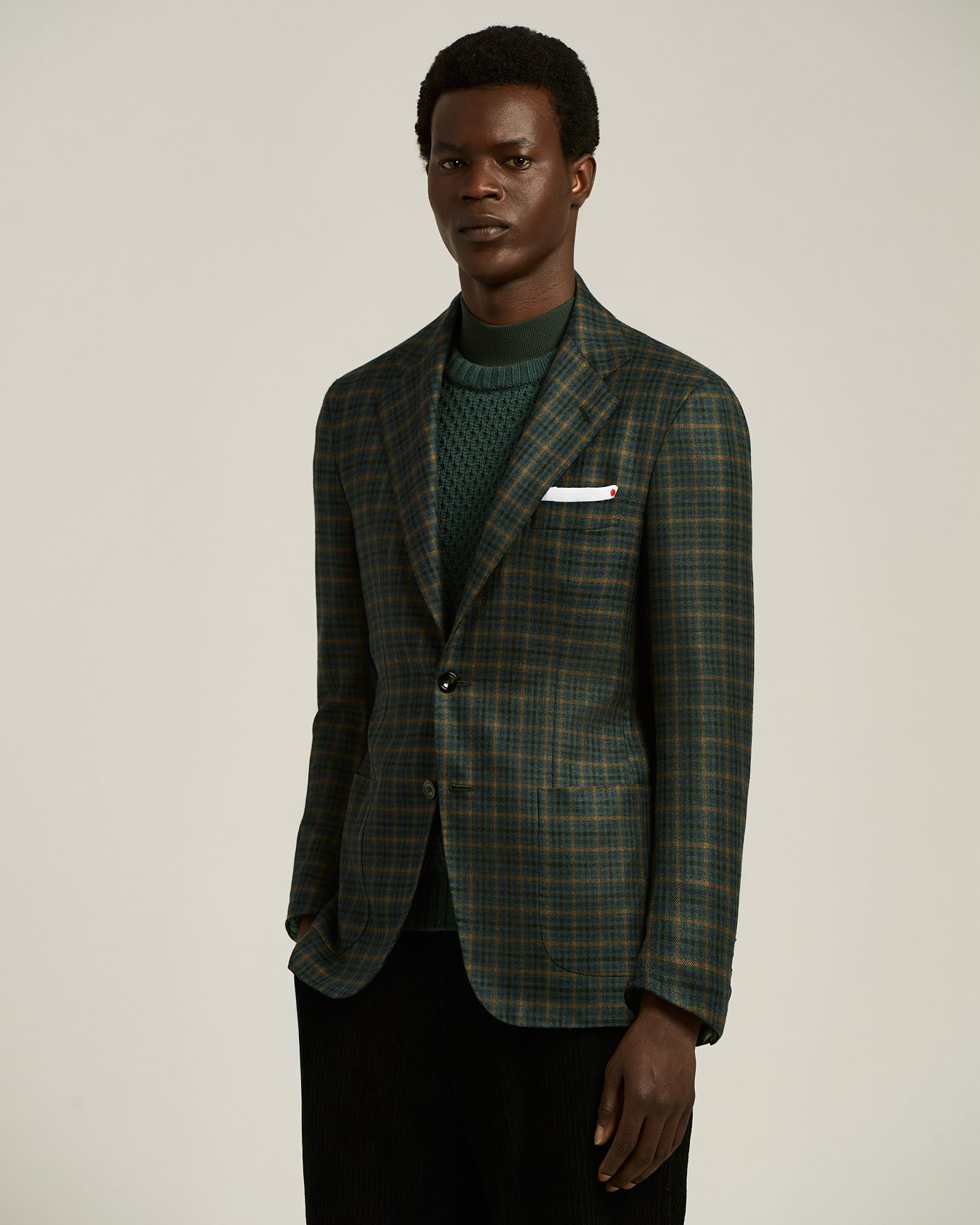 GREEN CHECKED CASHMERE BLAZER