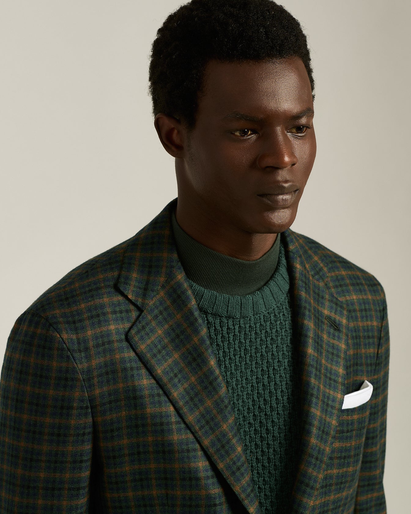 GREEN CHECKED CASHMERE BLAZER