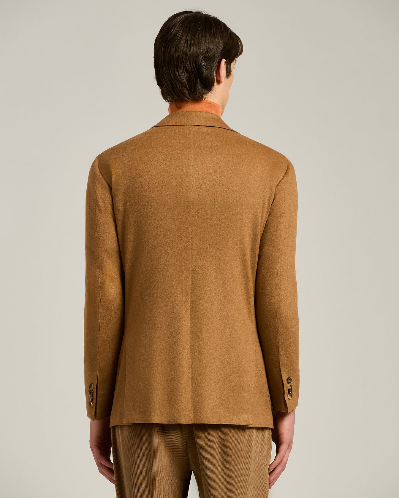 DOUBLE-BREASTED BLAZER IN BROWN CASHMERE AND VICUÑA