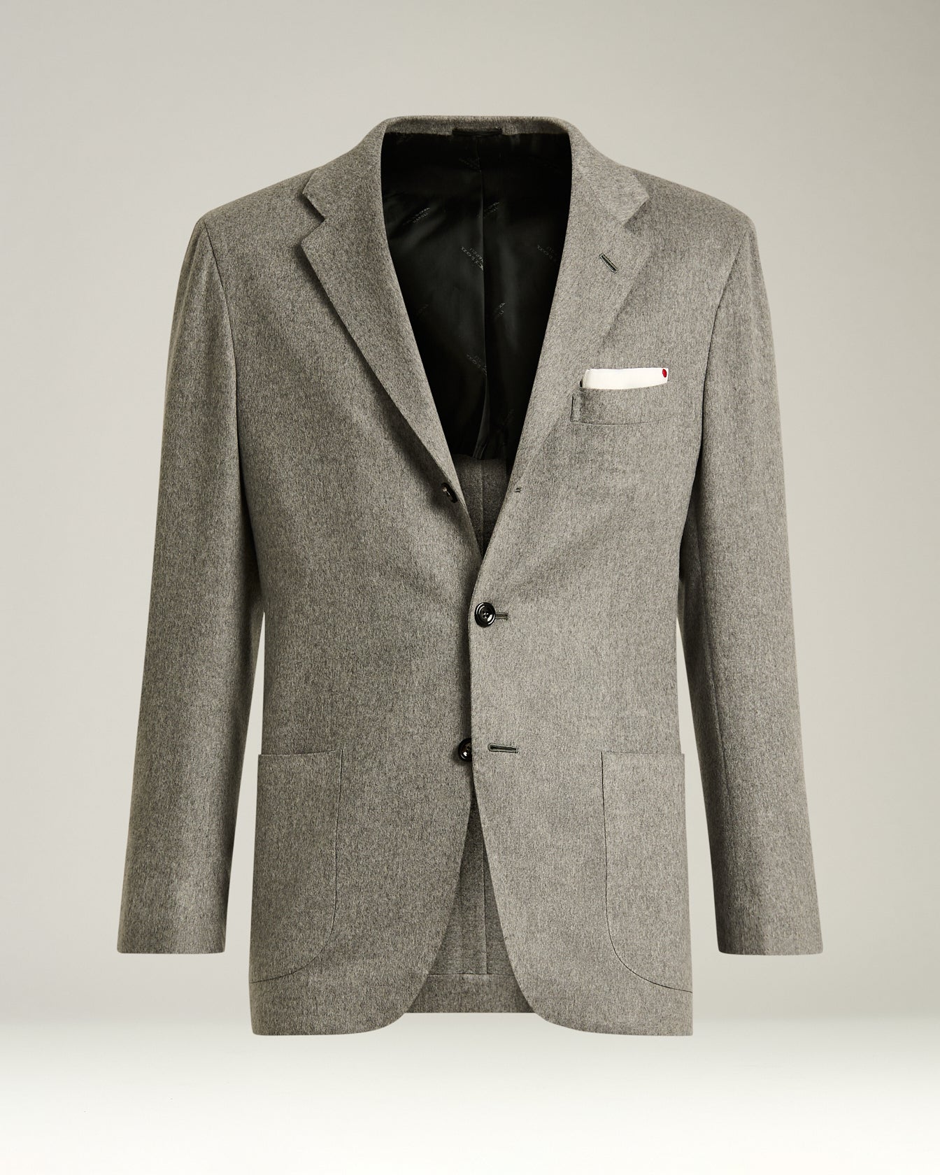 light grey cashmere and vicuña blazer with peak lapel
