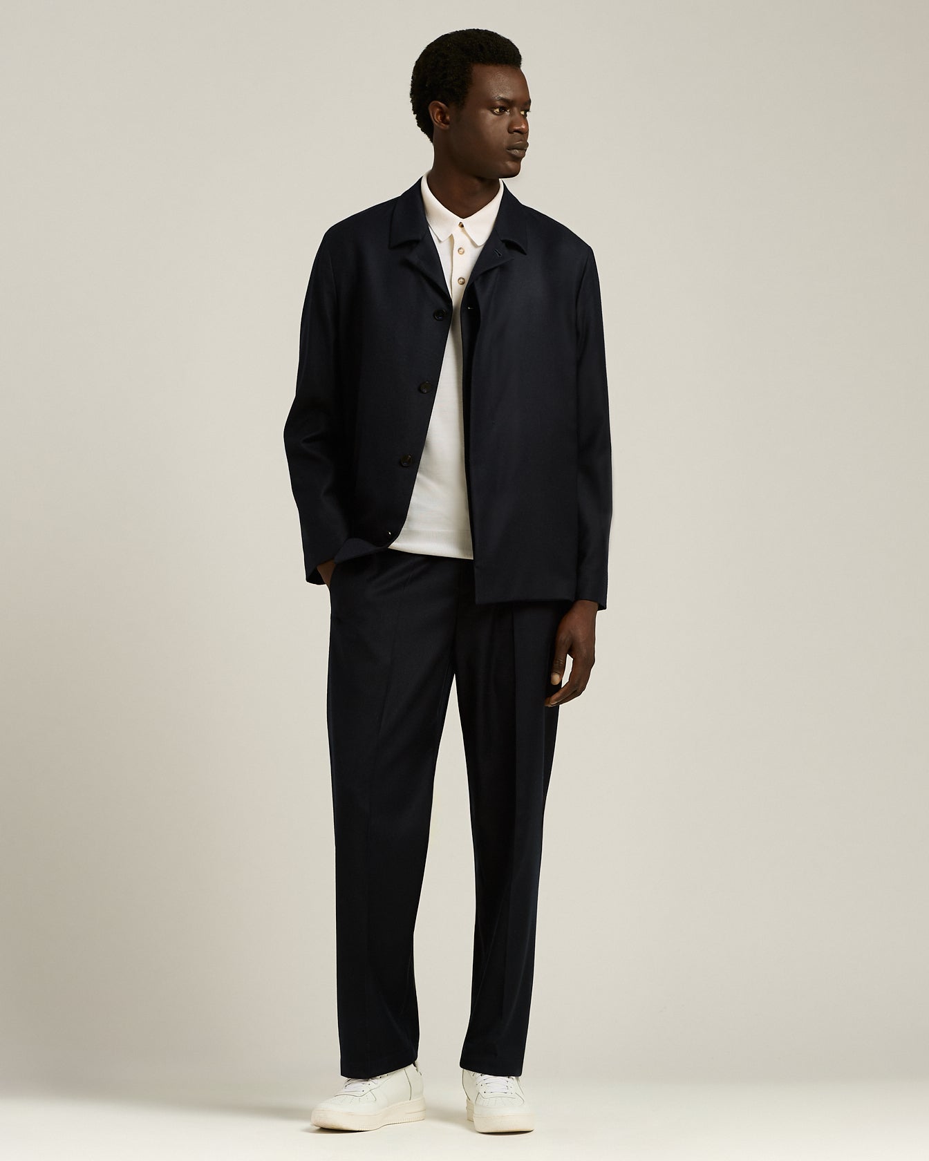 men's blue virgin wool jacket concealed closure