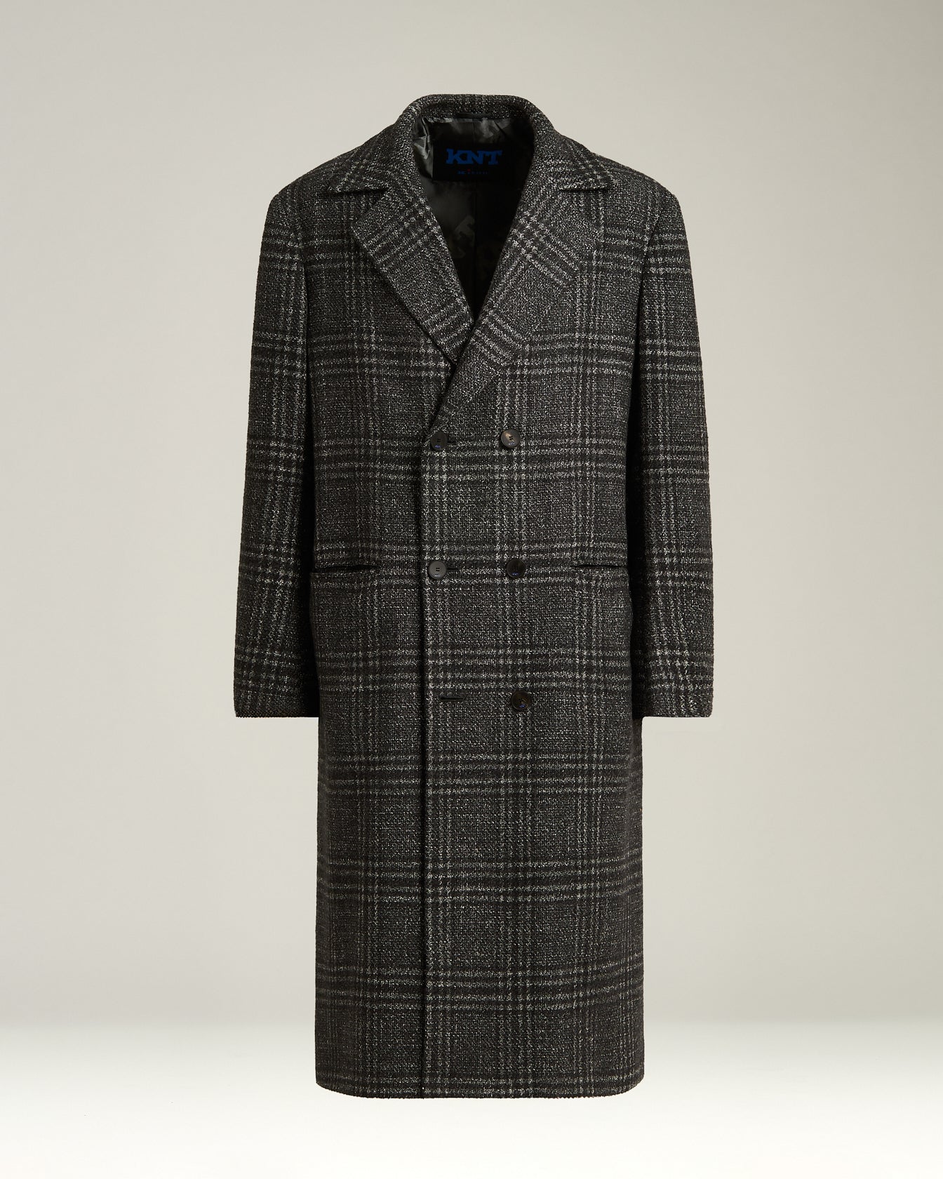 men's grey prince of wales double-breasted coat