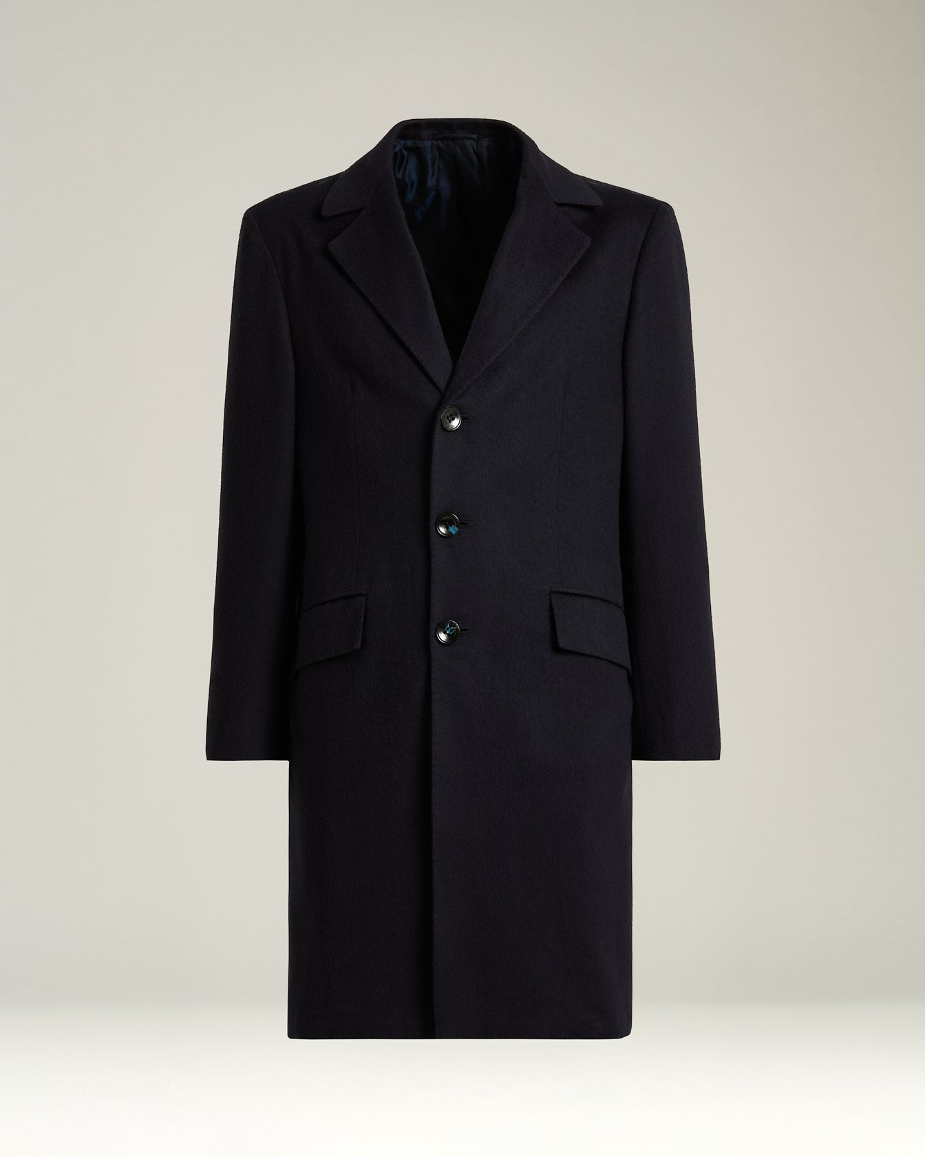UNLINED OVERCOAT IN PURE BLUE CASHMERE