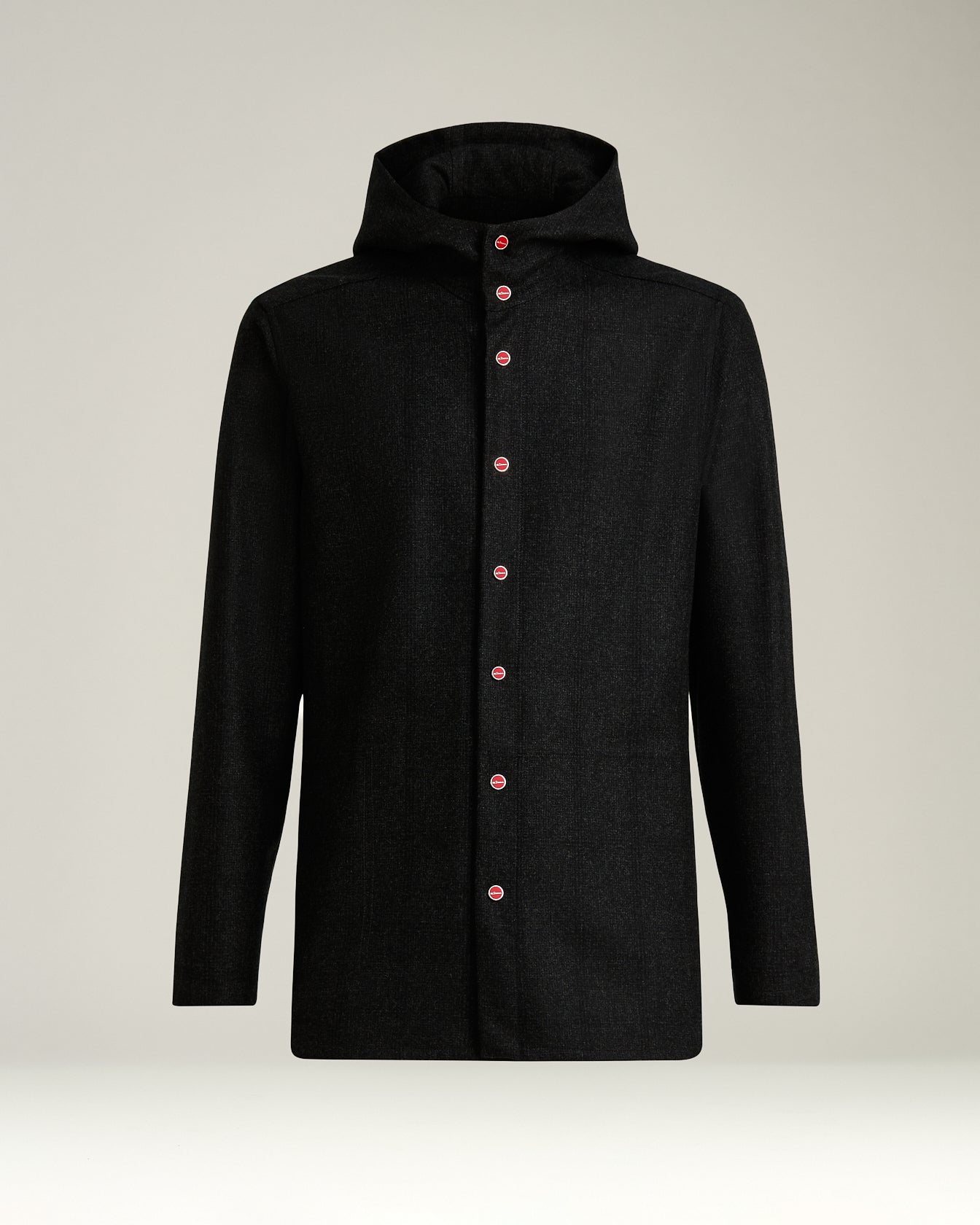 men’s black wool 'peter' overshirt with hood