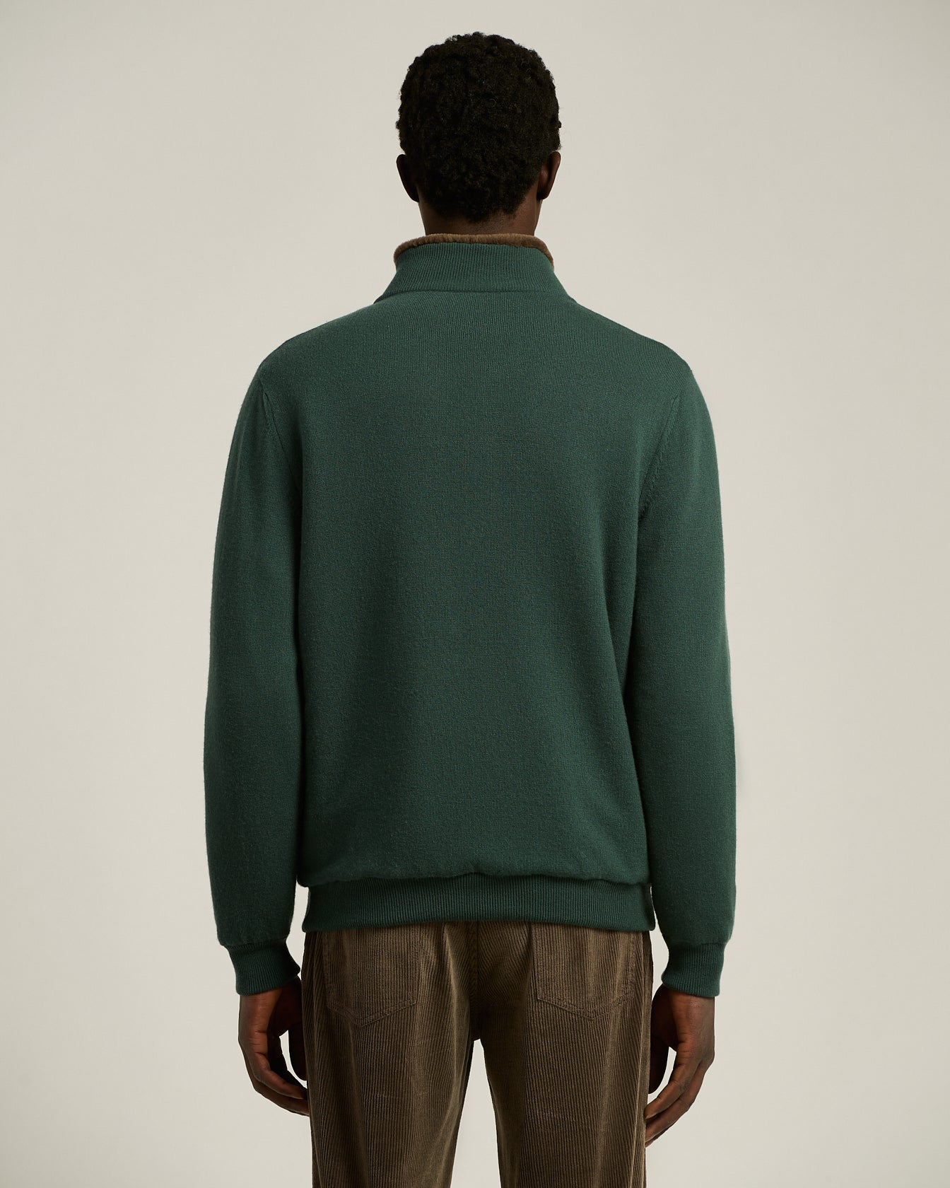 BROWN PURE CASHMERE ZIP-UP JACKET