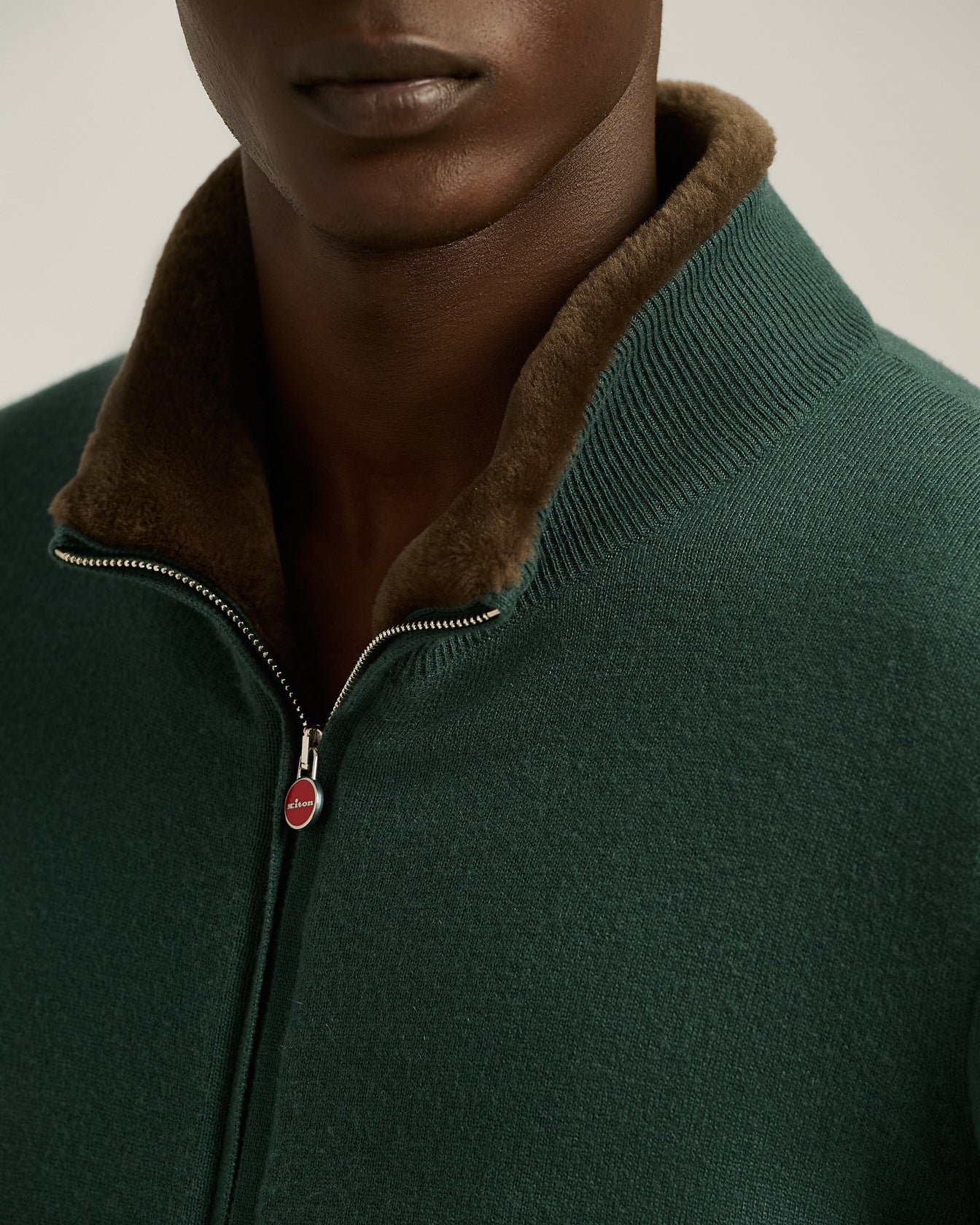 BROWN PURE CASHMERE ZIP-UP JACKET