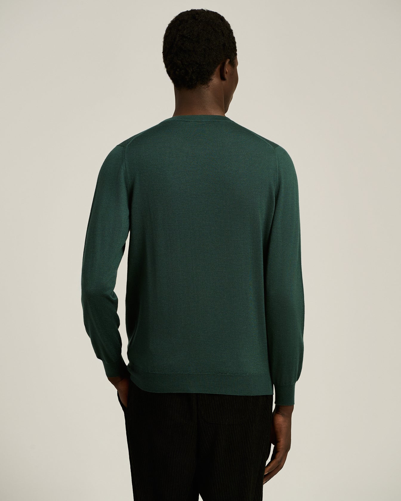 GREEN PINE CREWNECK SWEATER IN CASHMERE AND SILK