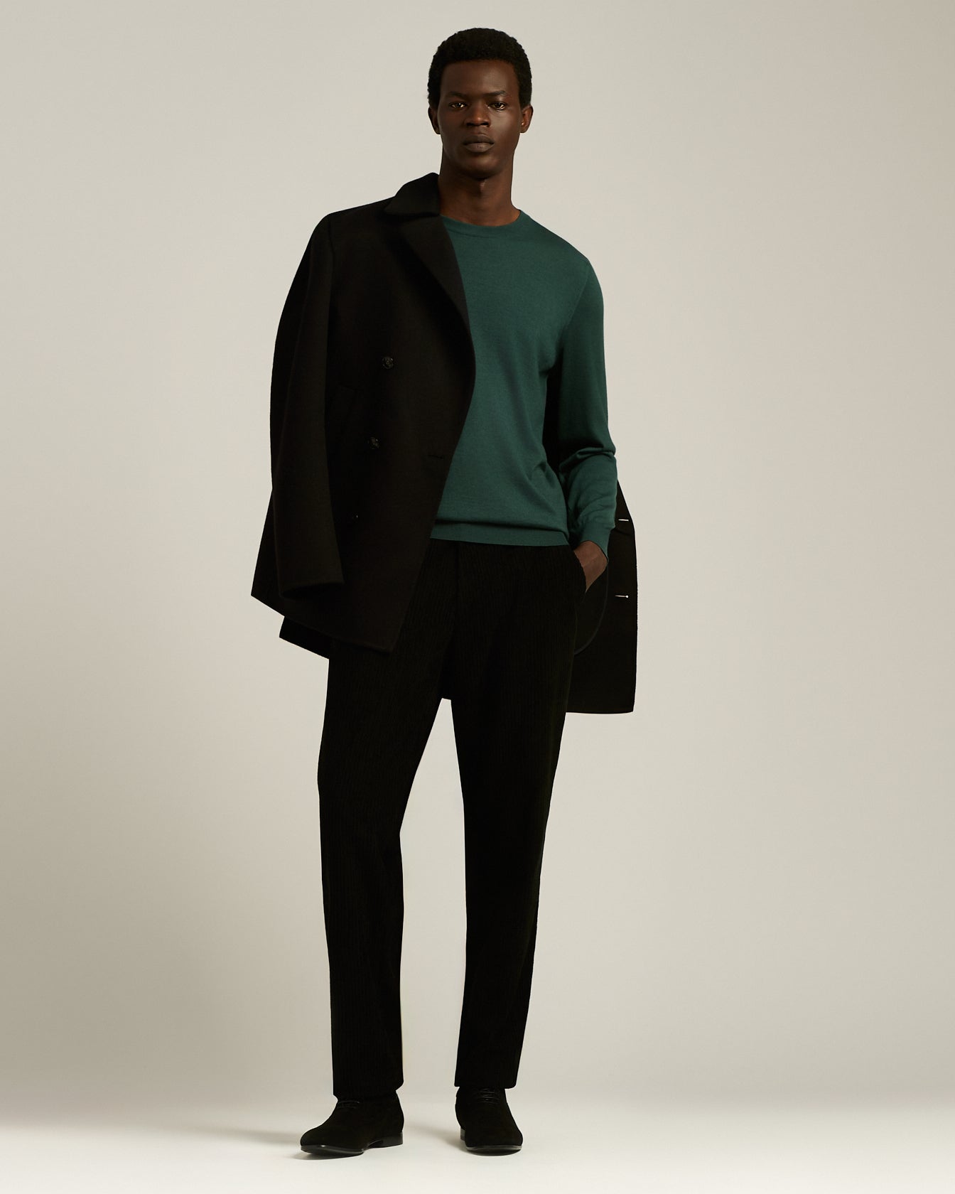 GREEN PINE CREWNECK SWEATER IN CASHMERE AND SILK