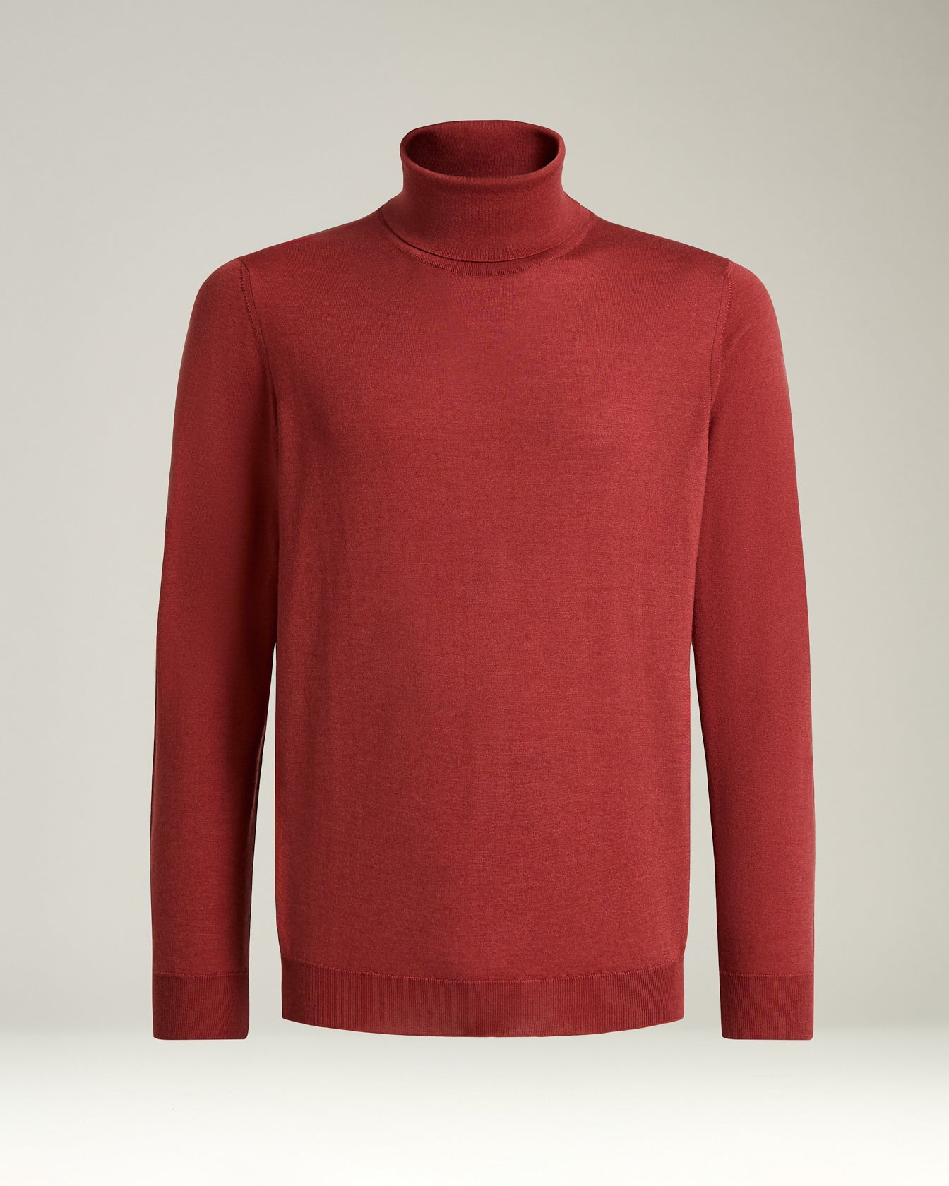 men’s terracotta cashmere and silk plain-knit turtleneck