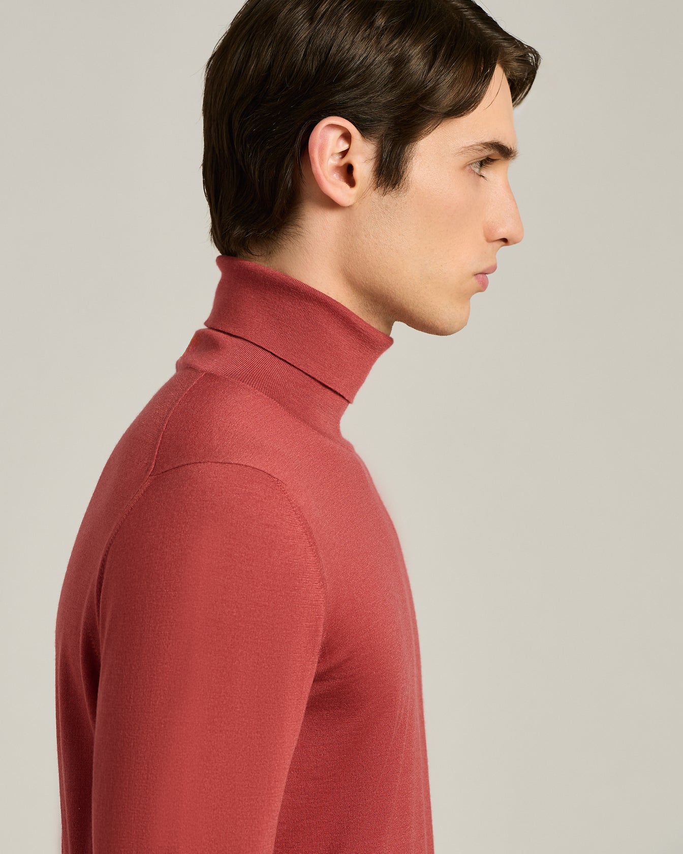 TERRACOTTA CASHMERE AND SILK PLAIN-KNIT TURTLENECK