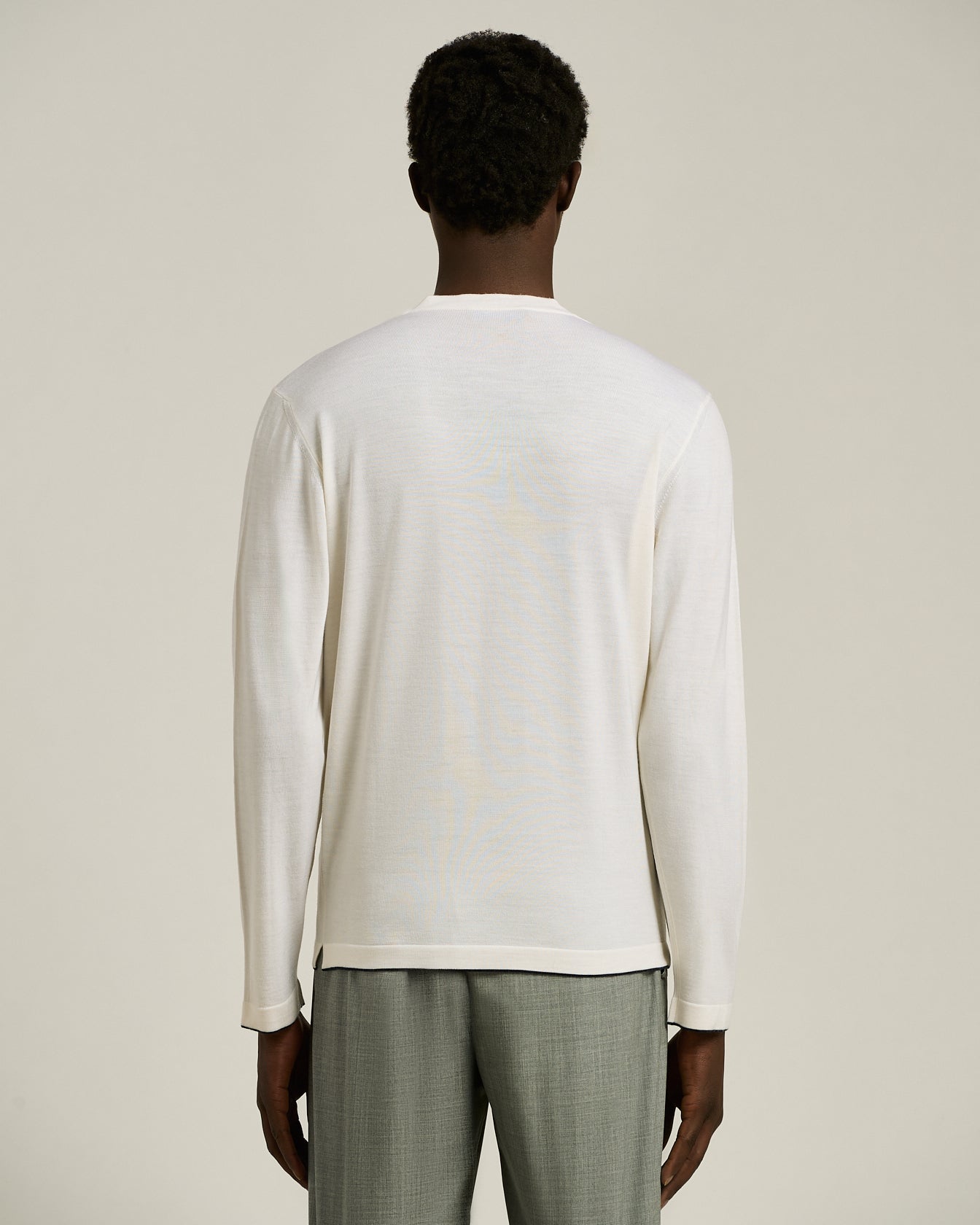 men's white extra fine wool long sleeve t-shirt