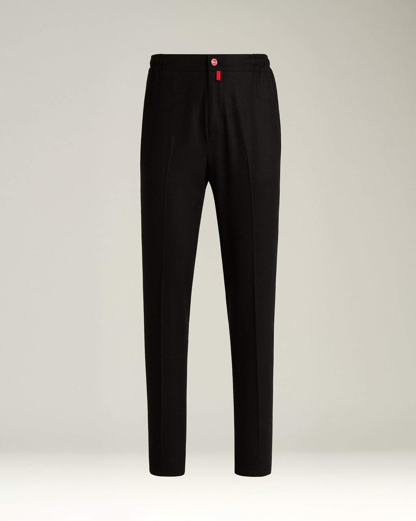 men’s black wool comfort trousers with elastic waistband