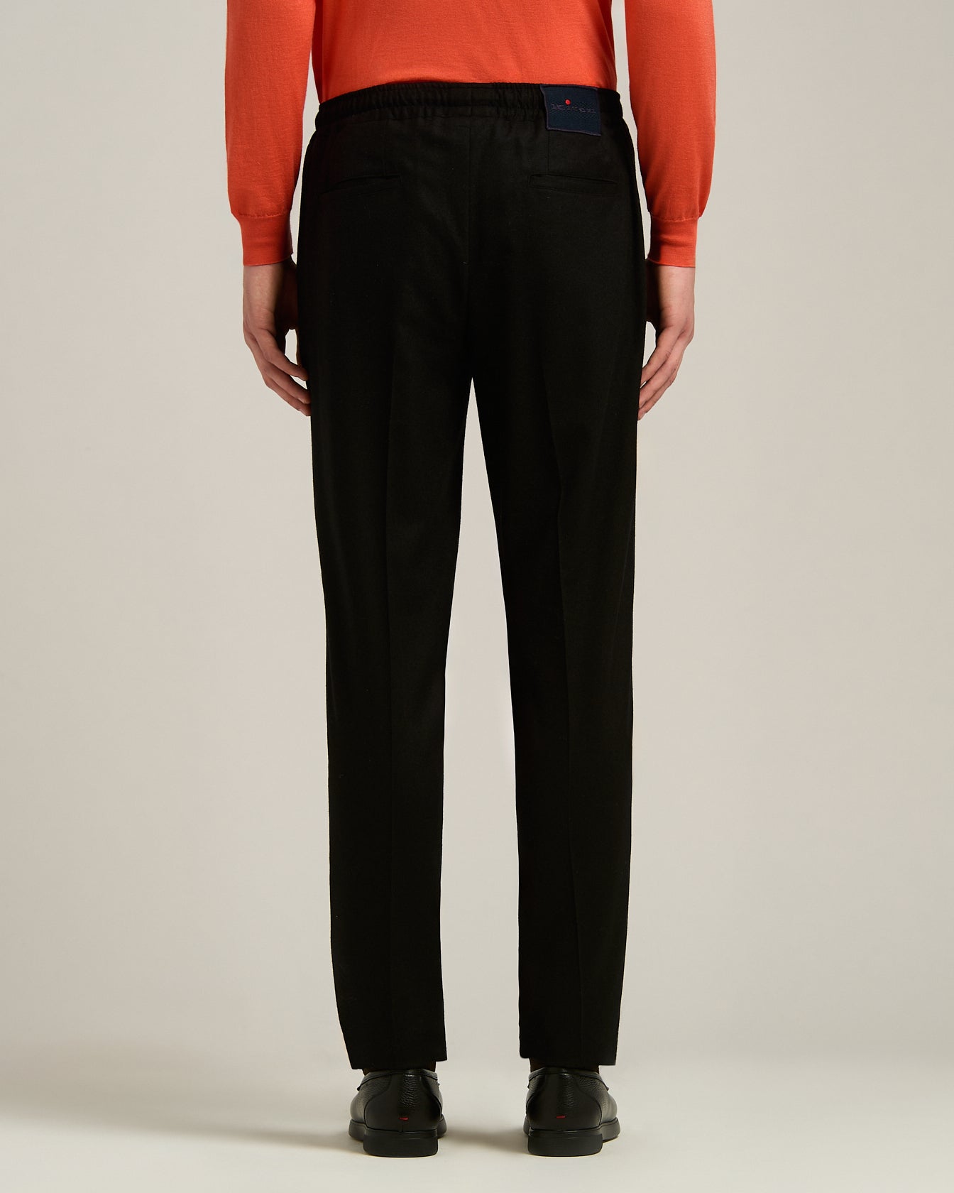 BLACK WOOL COMFORT TROUSERS WITH ELASTIC WAISTBAND