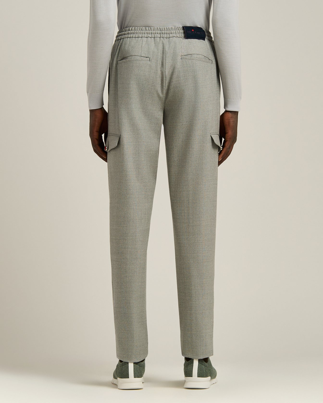 men's grey melange wool cargo trousers
