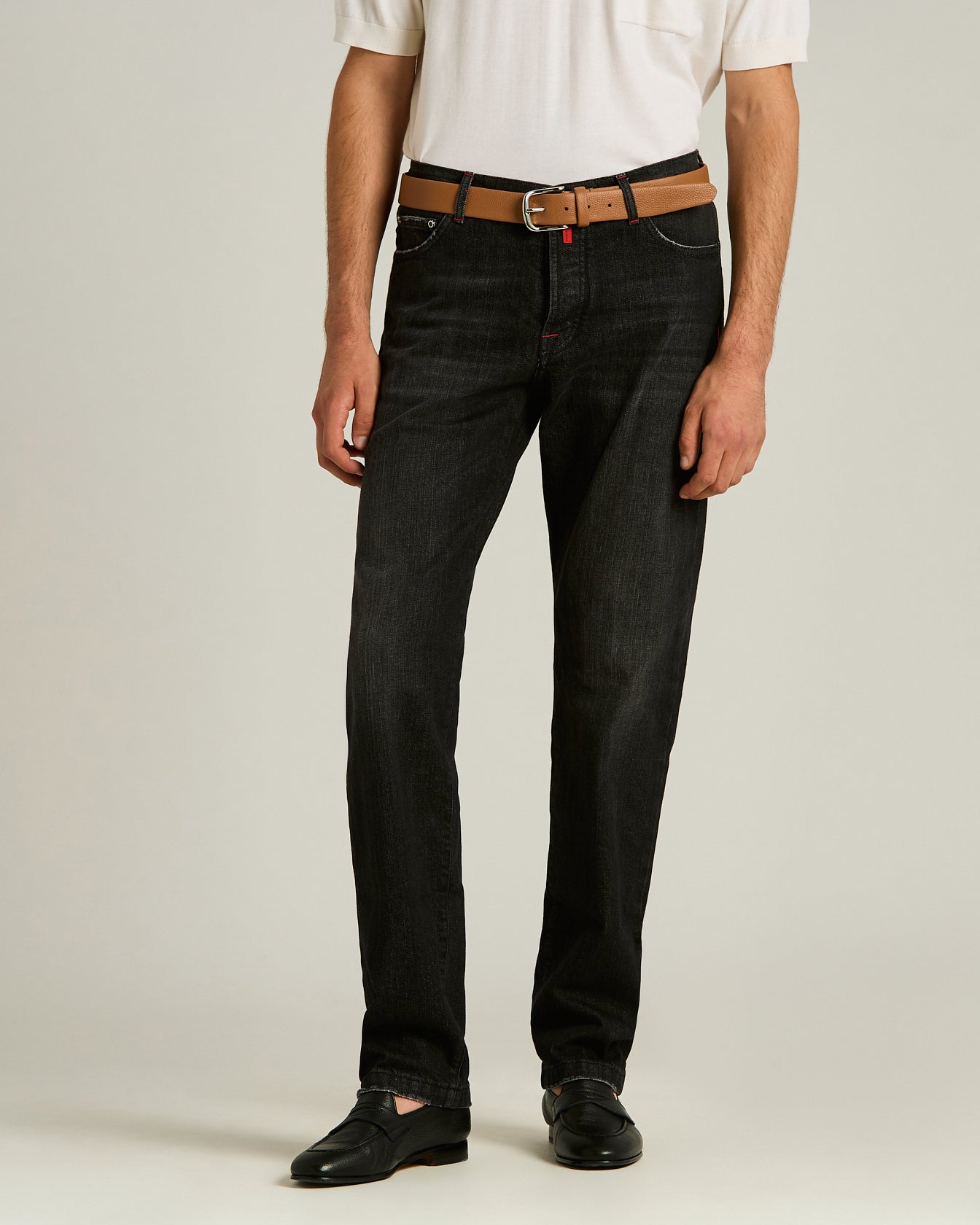 men's black 5-pocket stretch cotton denim jeans