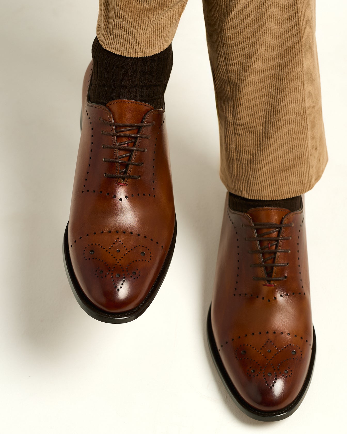 “CARAVAGGIO” WHOLECUT OXFORD SHOES IN ANTIQUED CALFSKIN