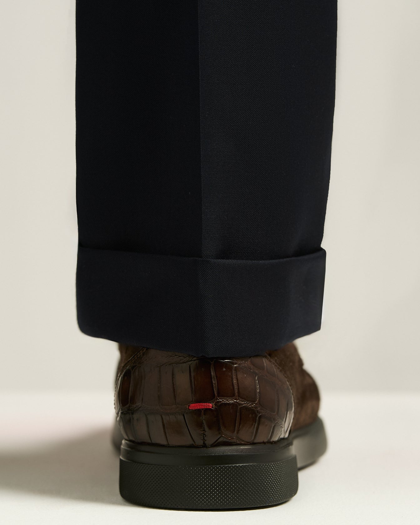 BROWN SUEDE CALFSKIN LOAFERS WITH CROCODILE INSERTS