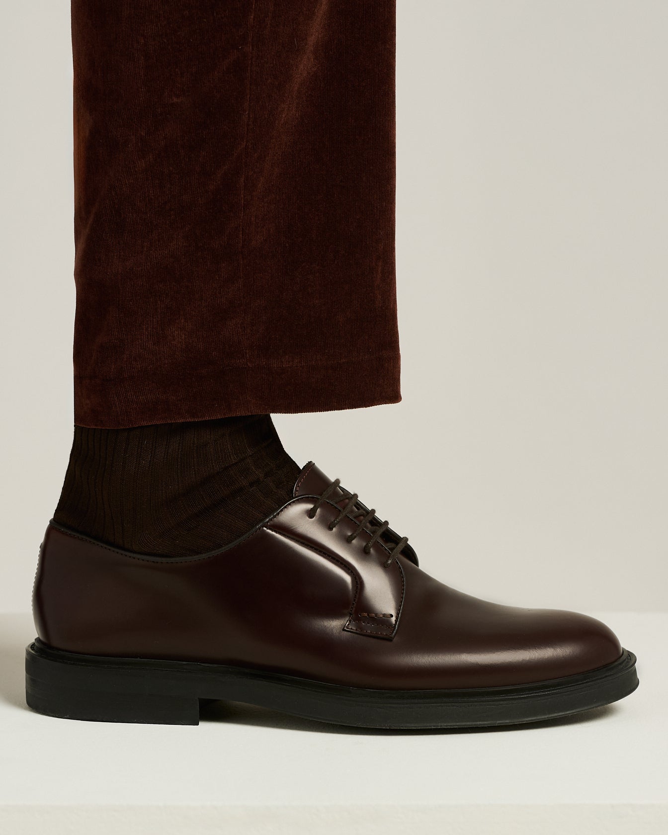 men's bordeaux smooth calfskin derby rubber sole