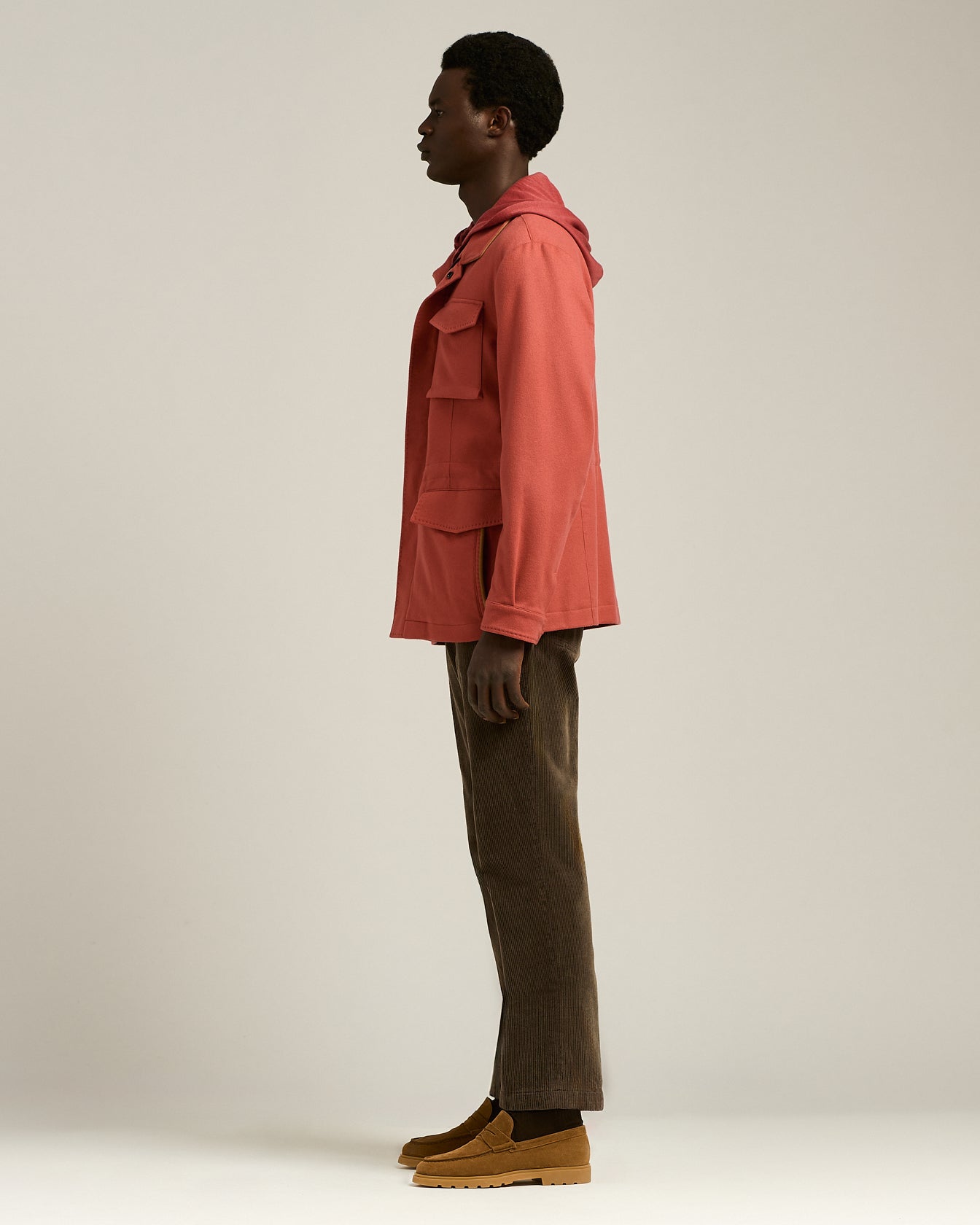 men's loafer in camel calfskin suede and high-density technical sole