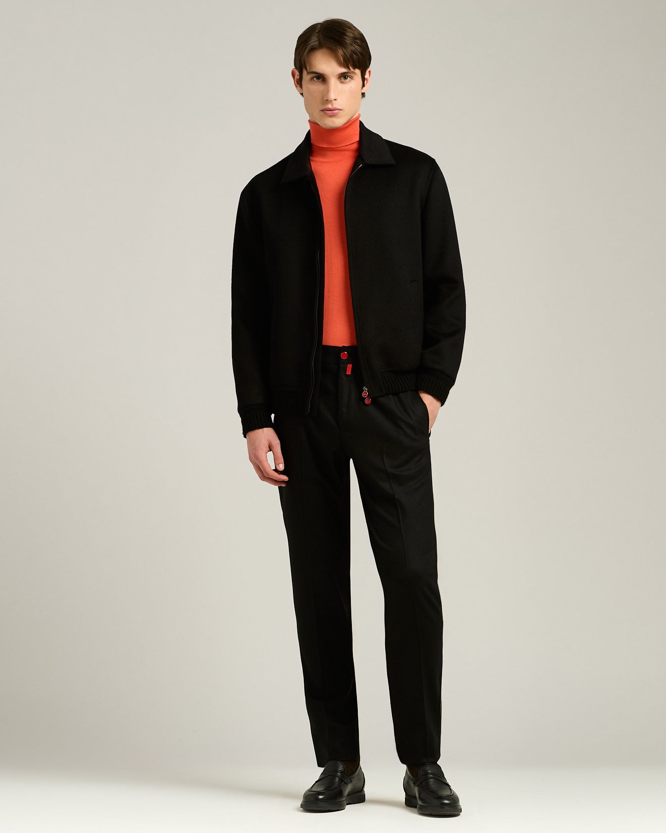 BOMBER IN PURE BLACK CASHMERE