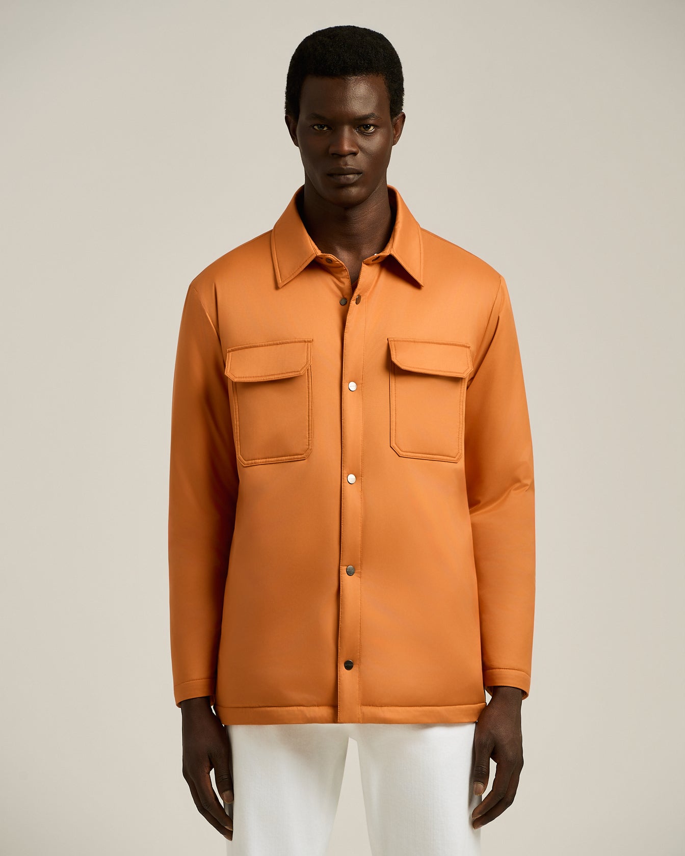 LIGHT ORANGE TECHNICAL FABRIC OVERSHIRT