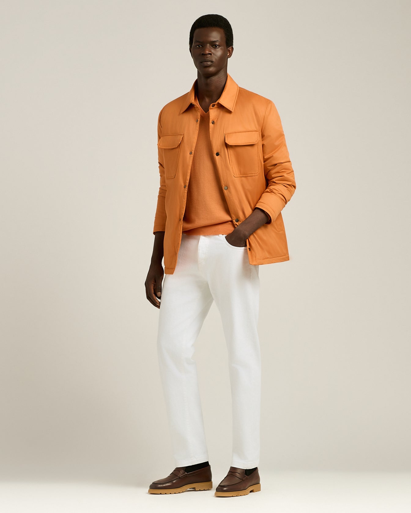 LIGHT ORANGE TECHNICAL FABRIC OVERSHIRT