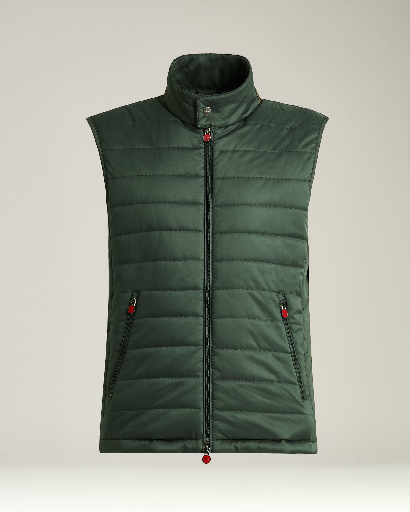 men’s padded gilet in dark green technical fabric