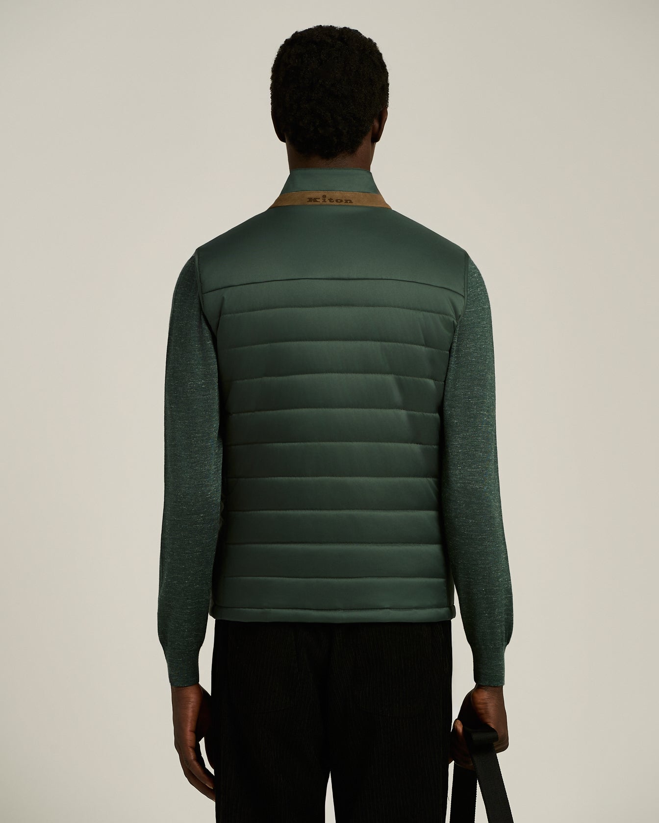 PADDED GILET IN DARK GREEN TECHNICAL FABRIC