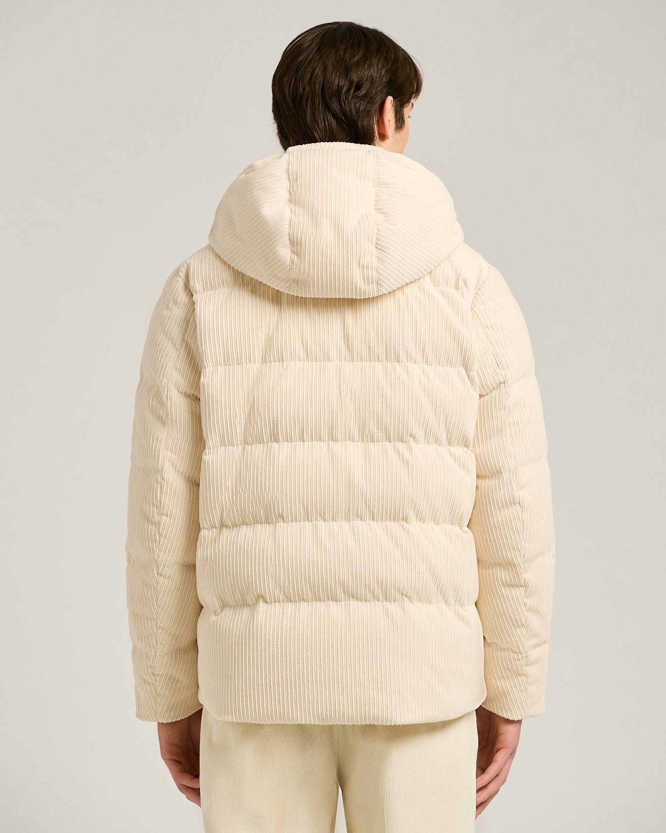 PADDED BOMBER IN IVORY CORDUROY