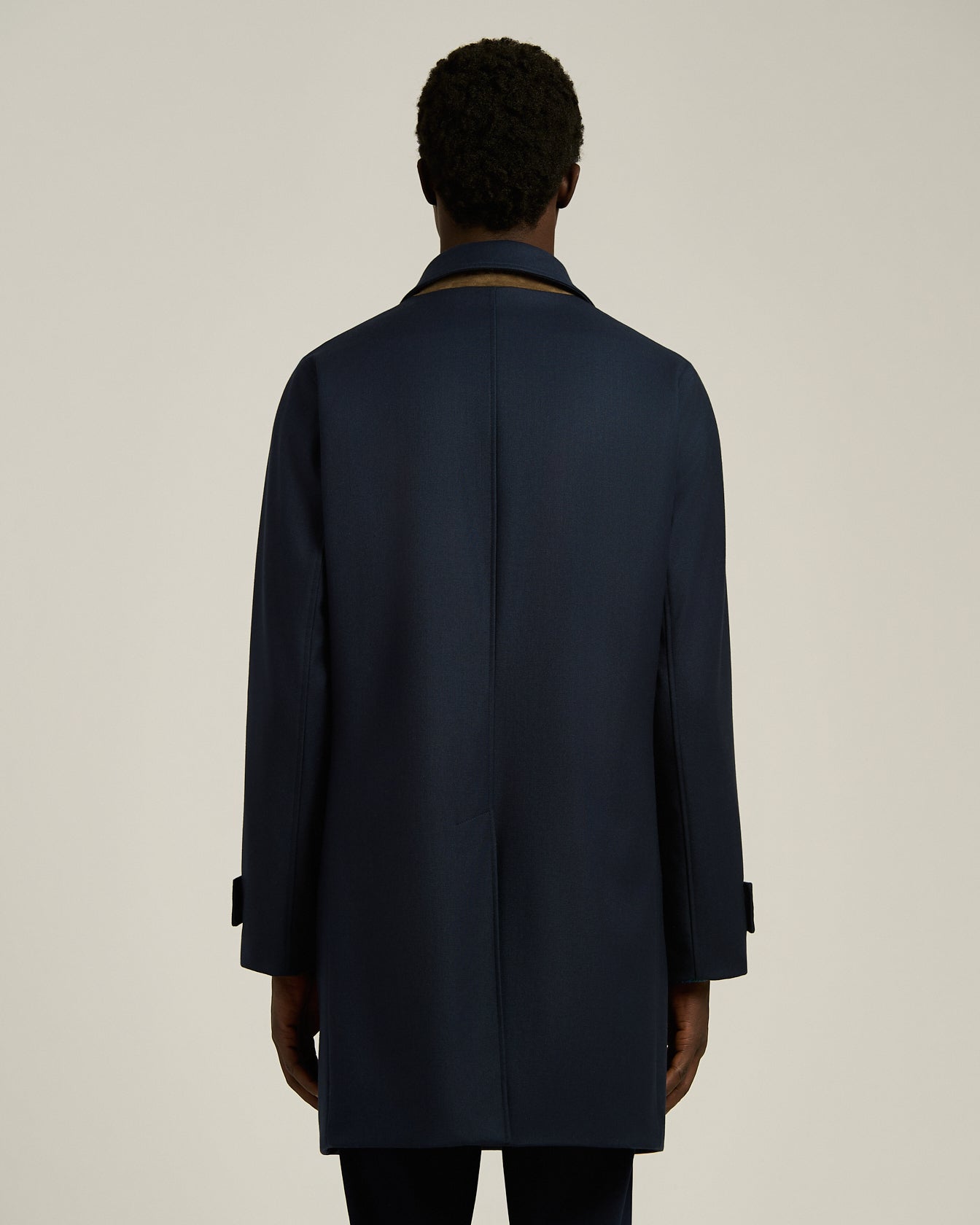 OVERCOAT IN NAVY WOOL AND CASHMERE BLEND